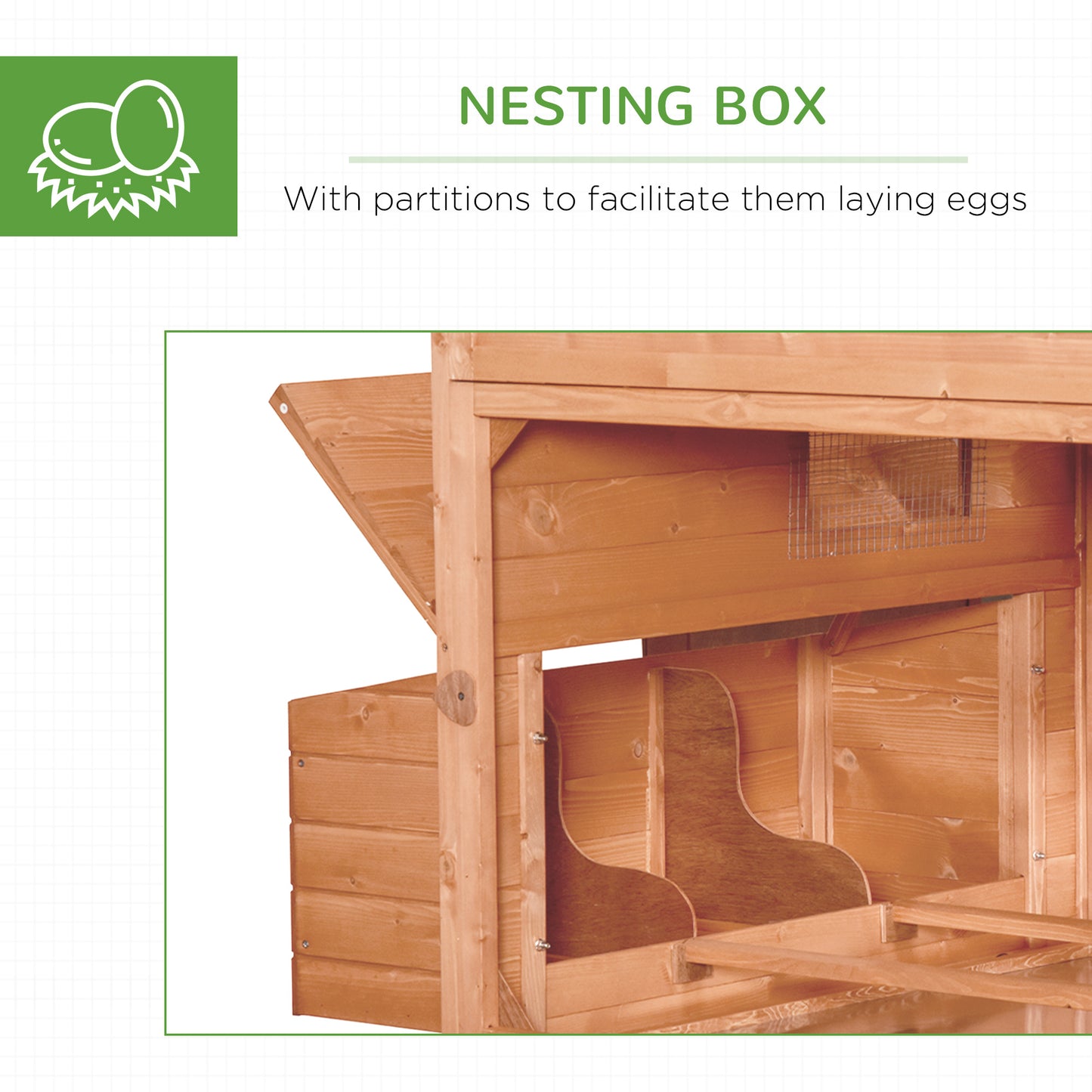 137" Chicken Coop for 8-10 Chickens, Large Chicken House, Wooden Poultry Hen Cage with Nesting Box and Run for Backyard, Orange
