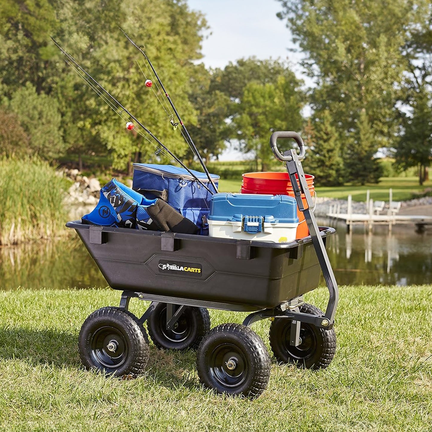 Gorilla Carts Poly Garden Dump Cart Camping Wagon, 1200 Pound Capacity
