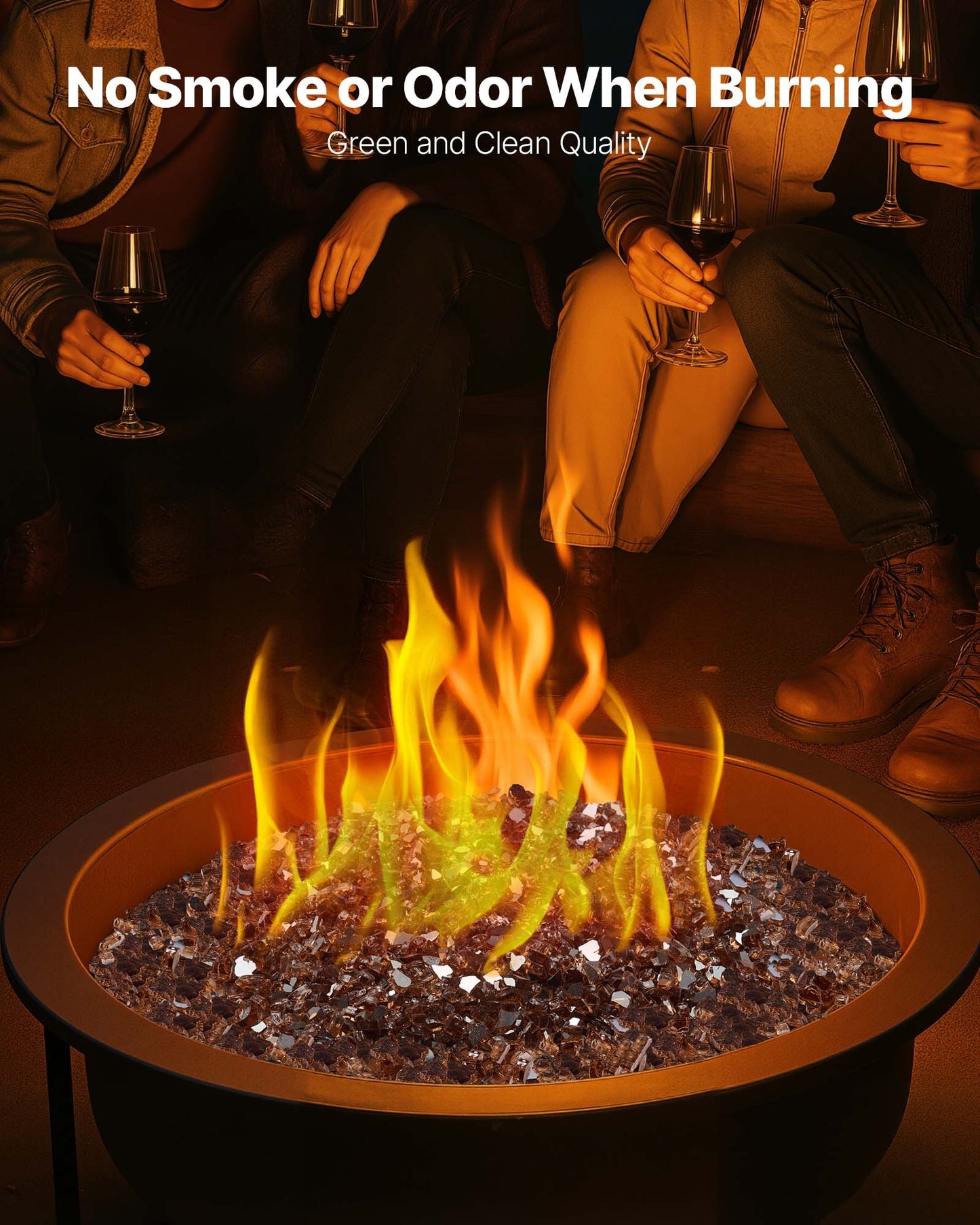 10 LBS Fire Glass 1/4-Inch Fireplace Glass Rocks For Fire Pit Table Copper
