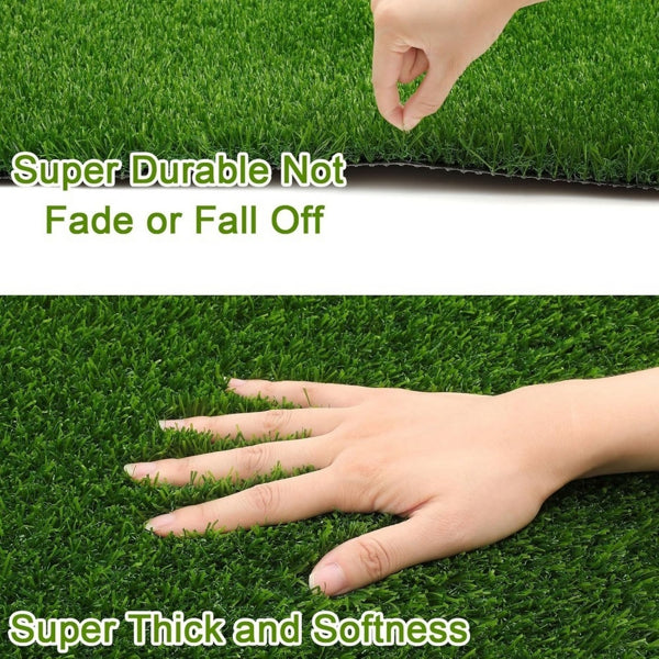 3ft x 16ft Artificial Grass Turf Mat with Drainage Holes & Rubber Backing for Lawn, Patio & Pets