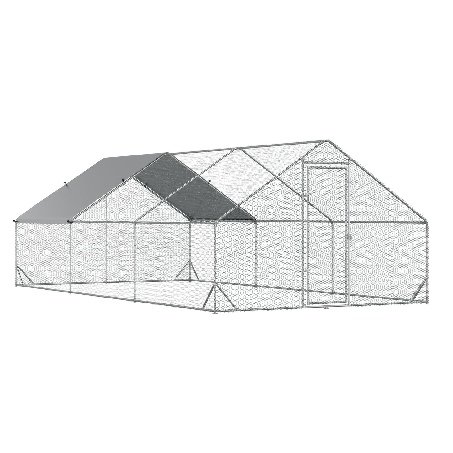 10’ x 20’ x 6.5’ Chicken Coop Cage, Outdoor Hen House w/Cover & Lockable Door