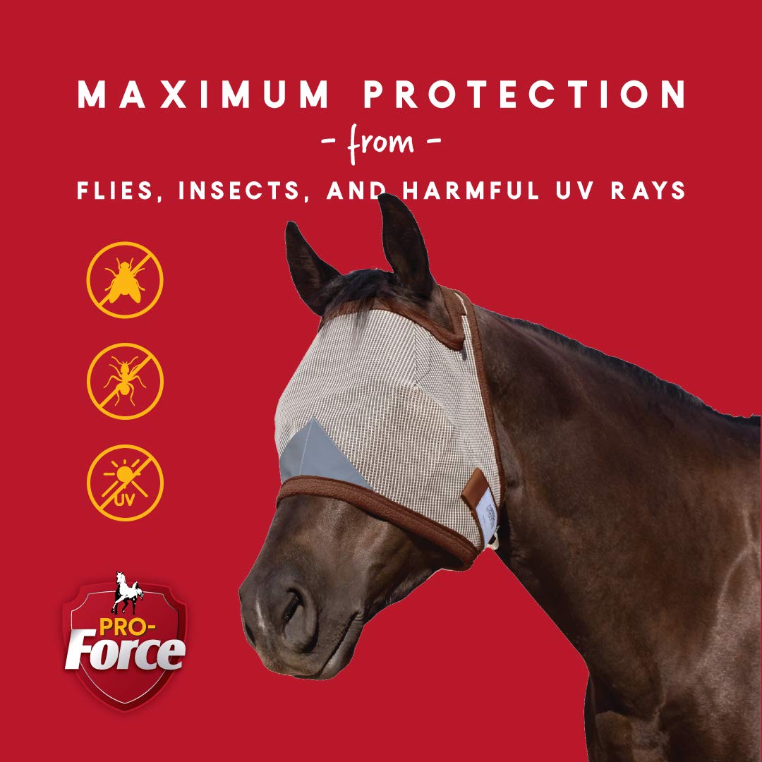 Pro-Force Equine Fly Mask - Horse Fly Mask with UV Protection - Adjustable Fit for Comfort - Without Ears