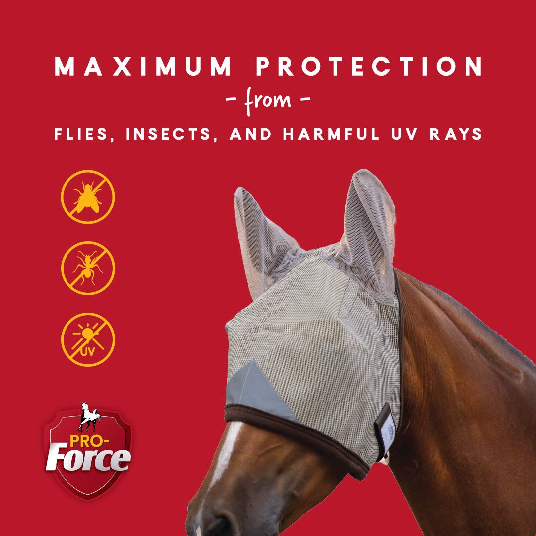 Pro-Force Equine Fly Mask - Horse Fly Mask with UV Protection - Adjustable Fit for Comfort - Without Ears