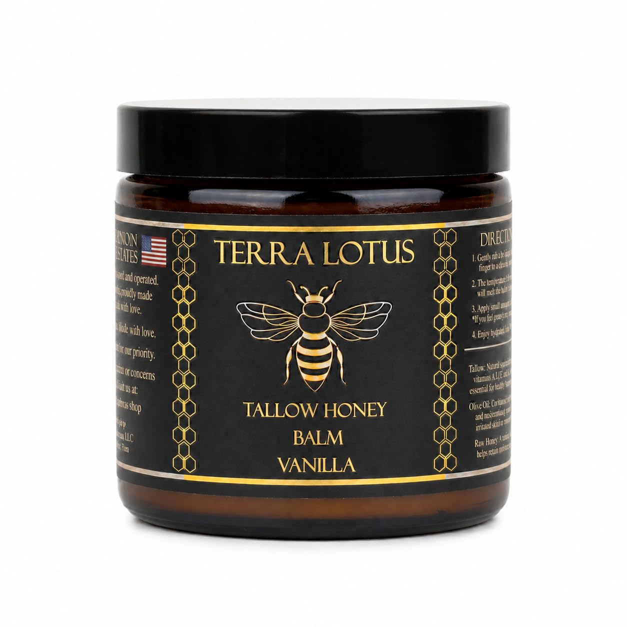 Terra Lotus - Organic Grass-Fed Beef Tallow Balm with Raw Honey - Moisturizing Cream for Soft, Smooth Skin - Handmade All-Natural Moisturizer (2 Oz, Unscented)