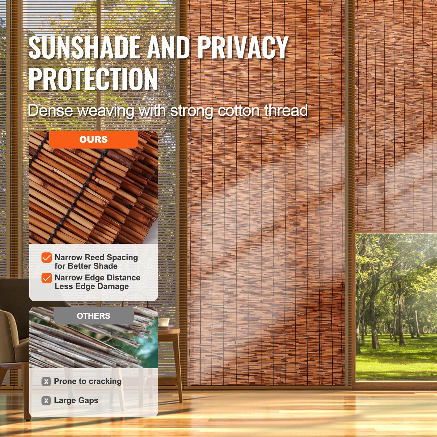 2-Pack Reed Fence Landscaping Privacy Blind Fencing Screen 16.4' X 4'