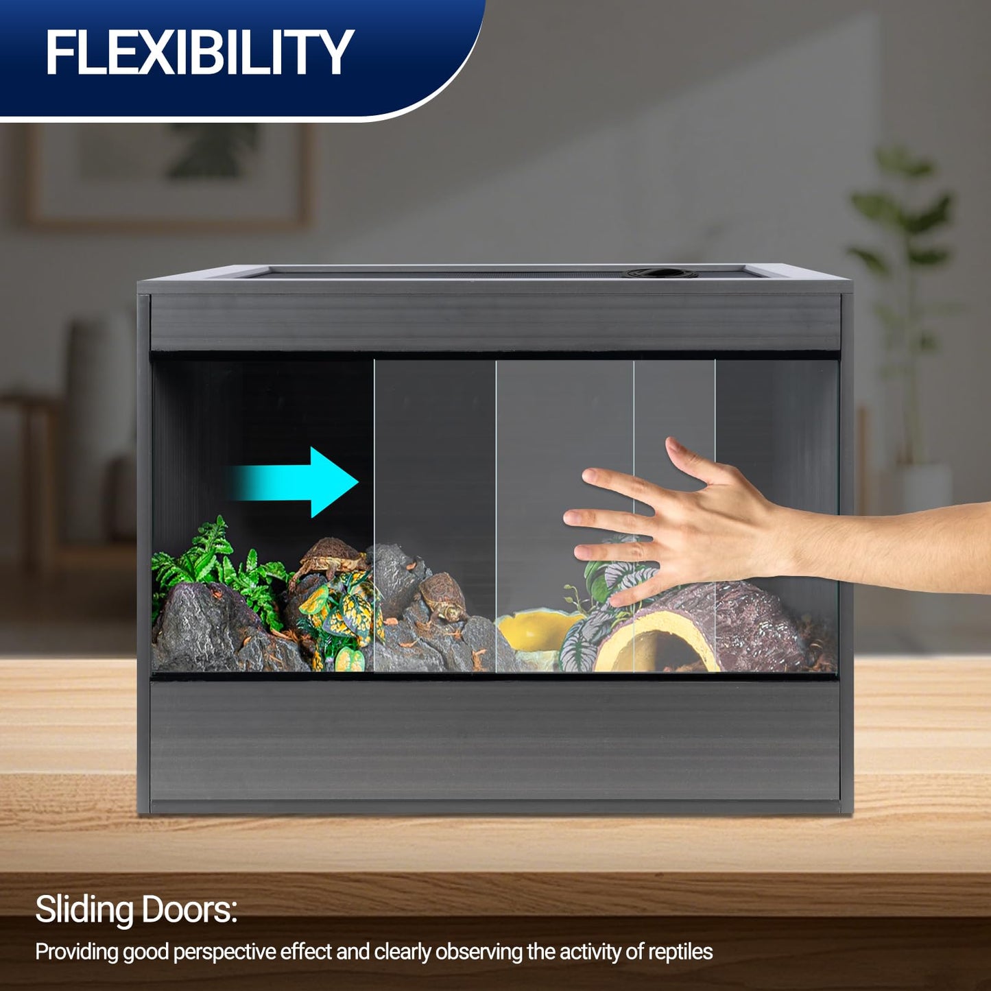50 Gallon Reptile Enclosure, 36x18x18 Composite PVC Reptile Tank Terrarium, 36" Wide Lightweight Eco Reptile Habitat Lounge for Ball Python Bearded Dragon Gecko Turtle