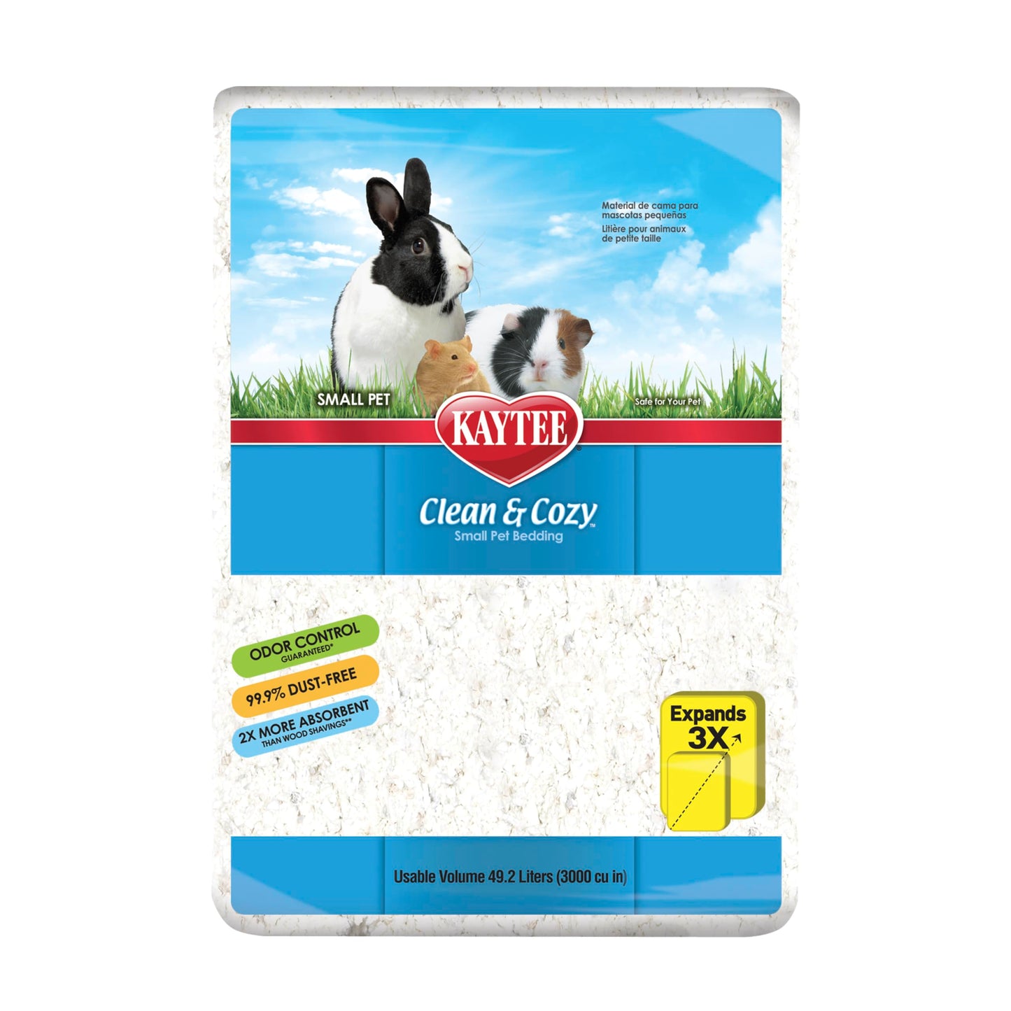 Kaytee Clean & Cozy White Paper Bedding, Made for Small Animals, 100 Liters, Pack of 2