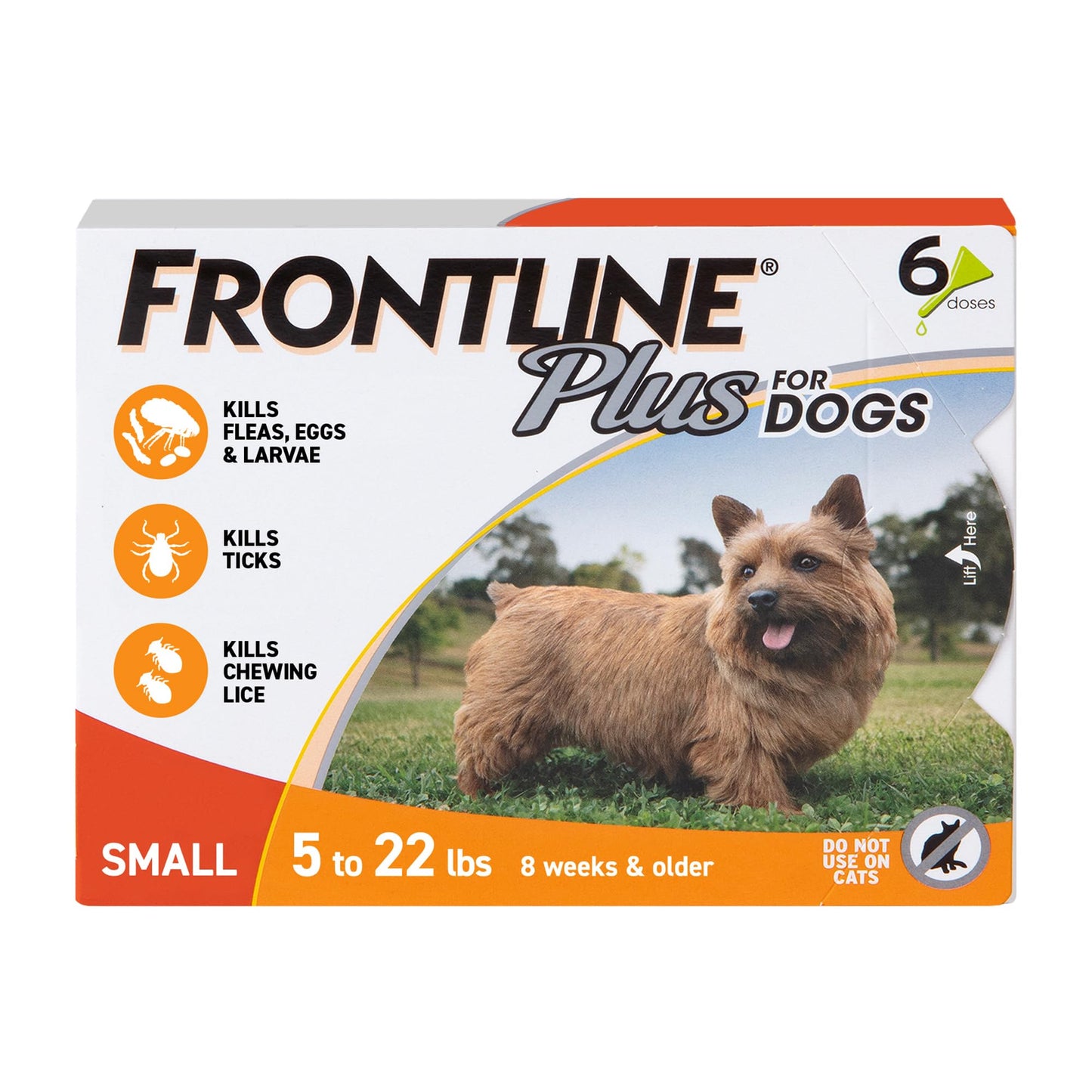 FRONTLINE Plus Flea & Tick Spot Treatment for Small Breed Dogs 5-22 lbs. (Orange) Count of 3