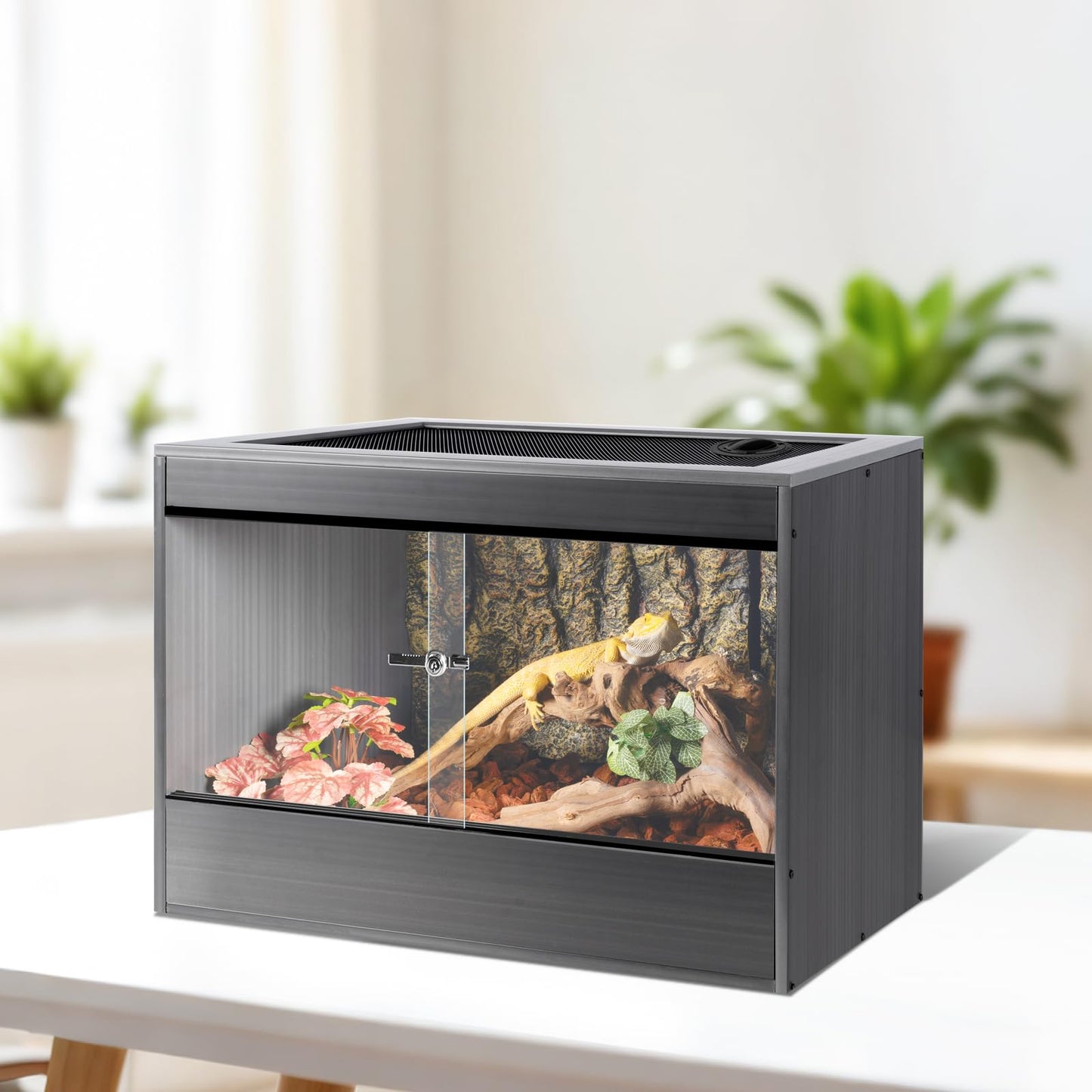 50 Gallon Reptile Enclosure, 36x18x18 Composite PVC Reptile Tank Terrarium, 36" Wide Lightweight Eco Reptile Habitat Lounge for Ball Python Bearded Dragon Gecko Turtle