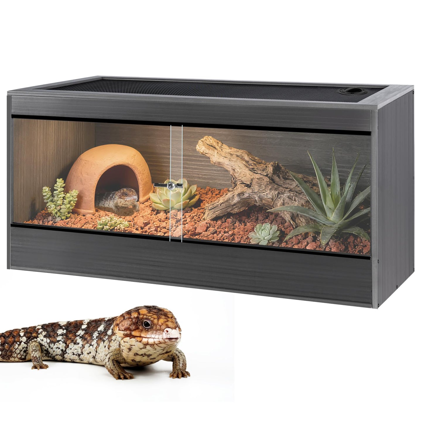 50 Gallon Reptile Enclosure, 36x18x18 Composite PVC Reptile Tank Terrarium, 36" Wide Lightweight Eco Reptile Habitat Lounge for Ball Python Bearded Dragon Gecko Turtle