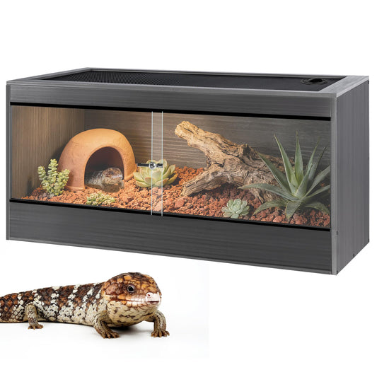50 Gallon Reptile Enclosure, 36x18x18 Composite PVC Reptile Tank Terrarium, 36" Wide Lightweight Eco Reptile Habitat Lounge for Ball Python Bearded Dragon Gecko Turtle