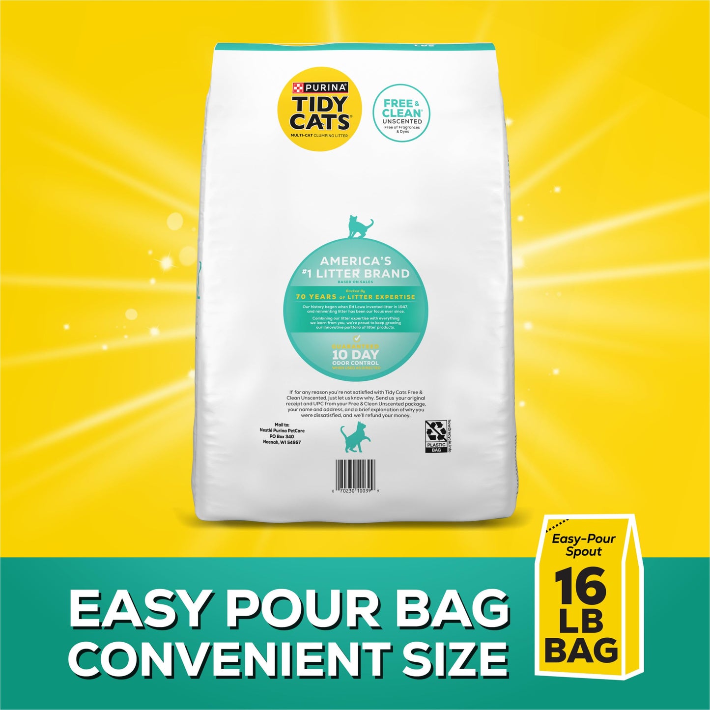 Purina Tidy Cats Free and Clean Unscented Cat Litter - 38 lb. Box