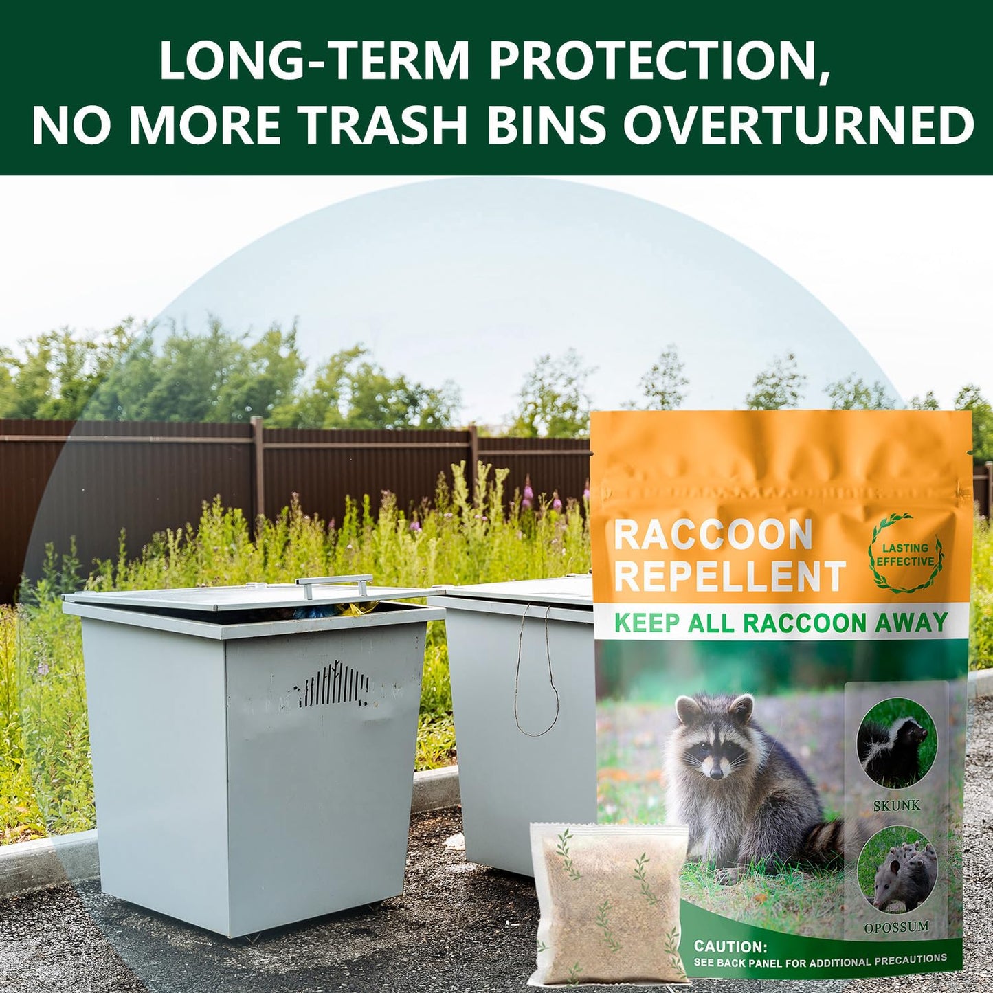 Natural Raccoon Repellent Granules – 8-Pack (25g per Bag) | Eco-Friendly, Non-Toxic & Long-Lasting Protection with Garlic, Peppermint & Wintergreen Oils | Safe for Pets and Children