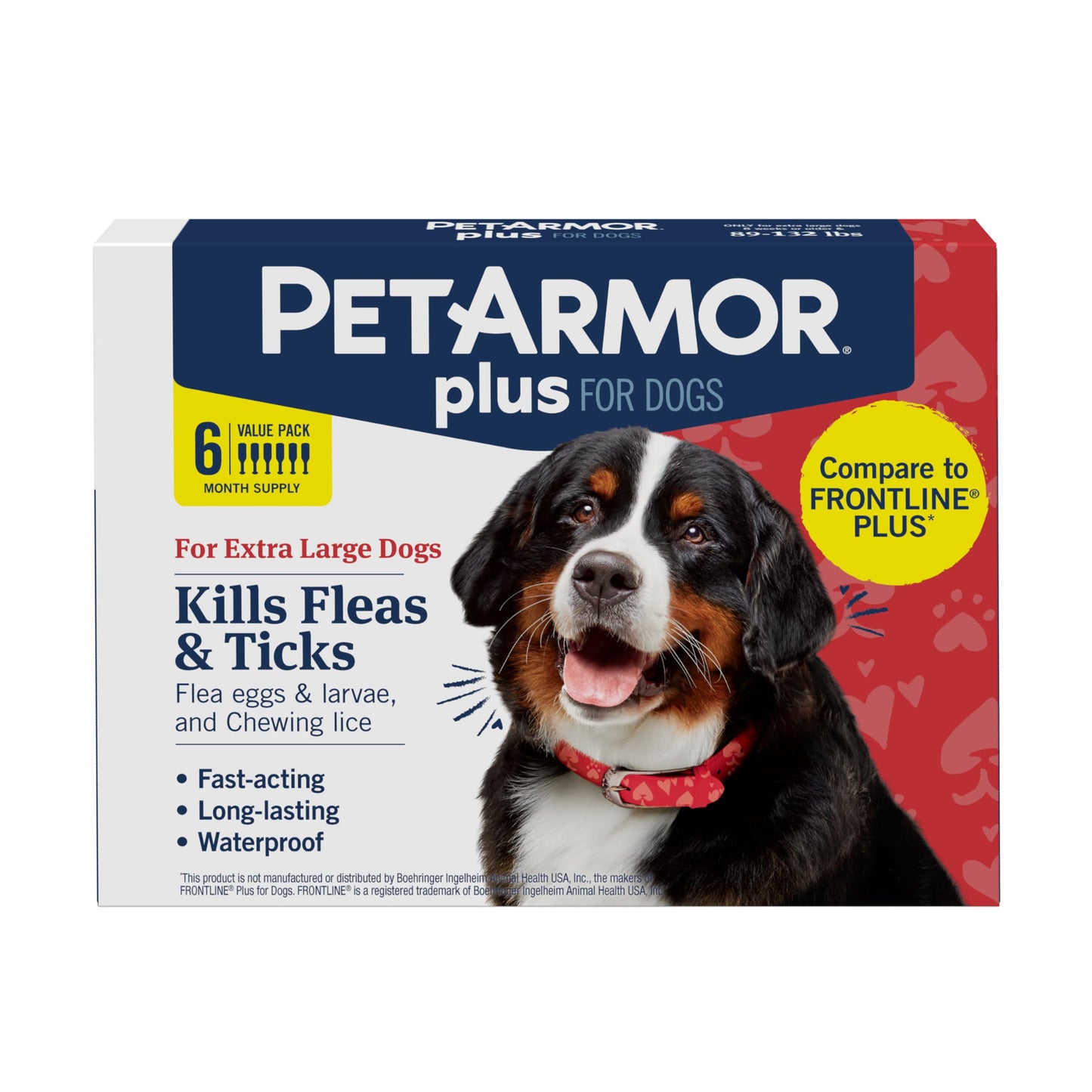 PetArmor Plus Flea and Tick Prevention for Dogs, Large Dog Flea and Tick Treatment, 6 Doses, Waterproof Topical, Fast Acting (45-88 lbs)