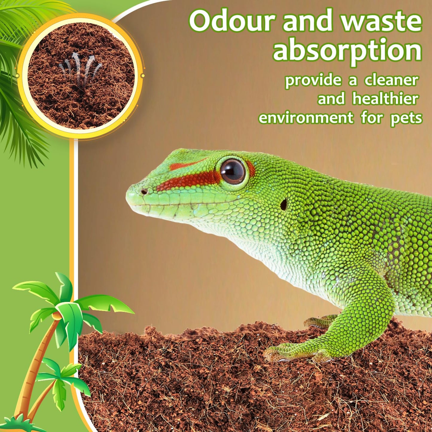 Riare 2 Pack Natural Coconut Fiber Substrate for Reptile- Premium Compressed Coconut Husk Terrarium Bedding for Reptile, Tortoise, Frogs, Snakes Hermit Crabs, Burrowing Animals