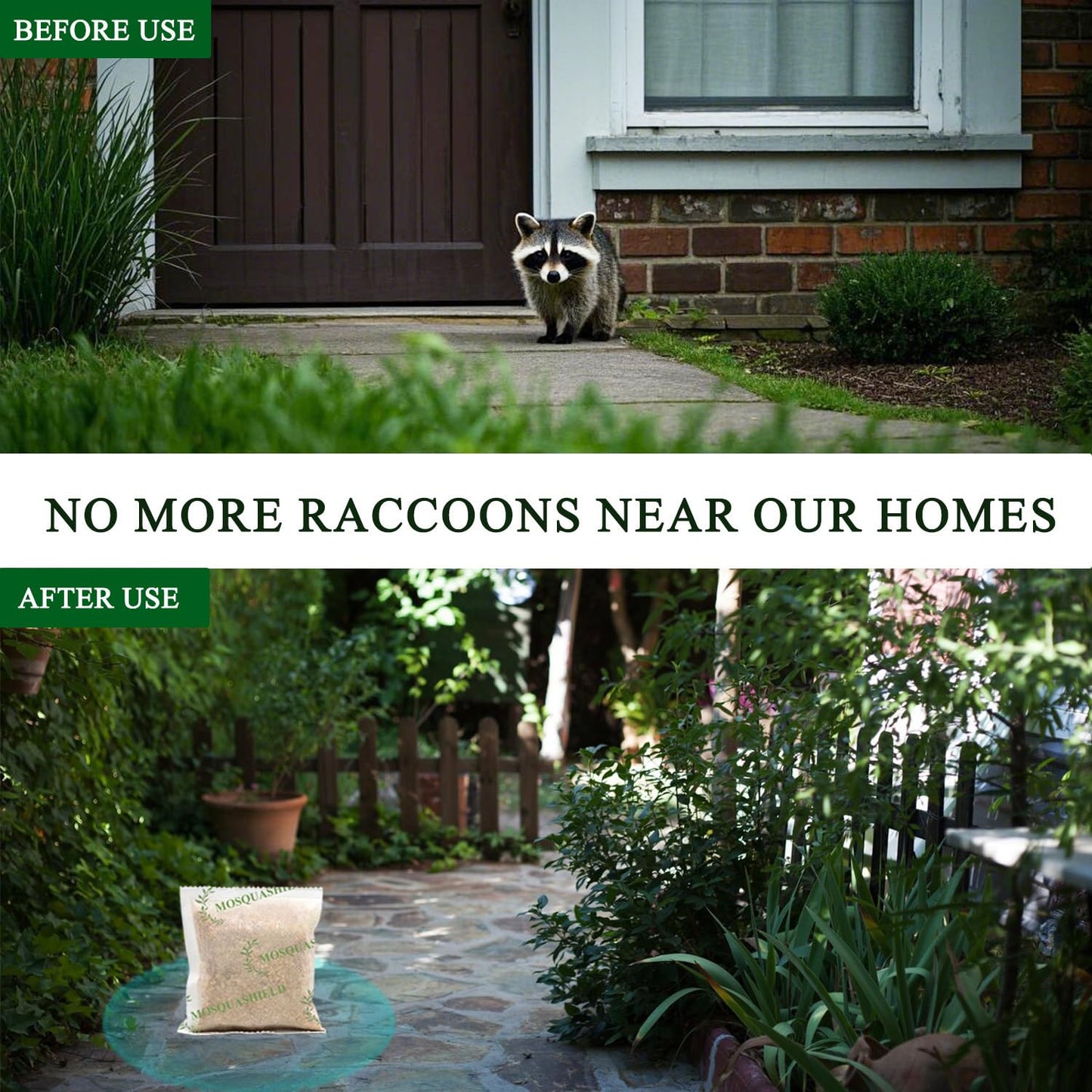 Natural Raccoon Repellent Granules – 8-Pack (25g per Bag) | Eco-Friendly, Non-Toxic & Long-Lasting Protection with Garlic, Peppermint & Wintergreen Oils | Safe for Pets and Children