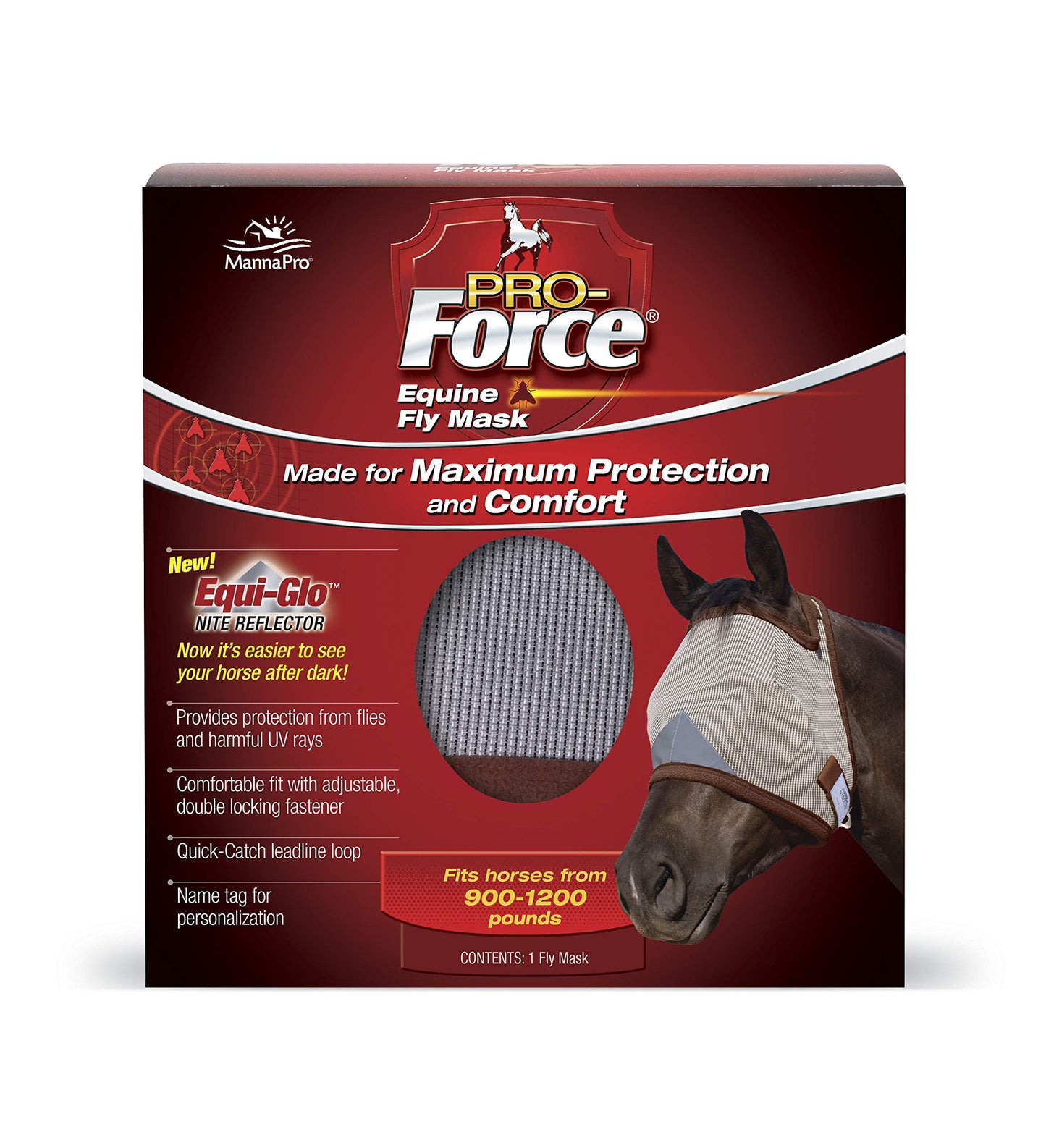Pro-Force Equine Fly Mask - Horse Fly Mask with UV Protection - Adjustable Fit for Comfort - Without Ears