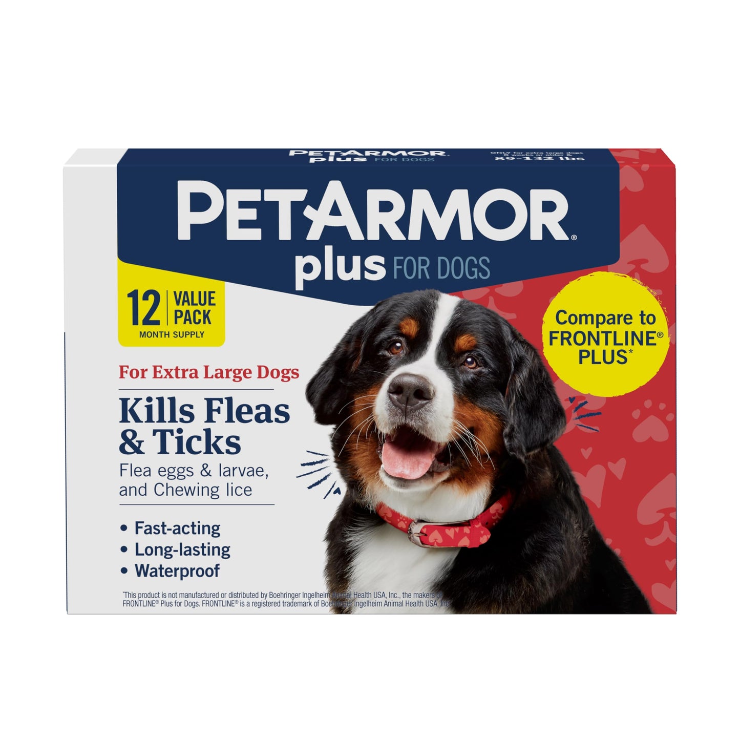 PetArmor Plus Flea and Tick Prevention for Dogs, Large Dog Flea and Tick Treatment, 6 Doses, Waterproof Topical, Fast Acting (45-88 lbs)