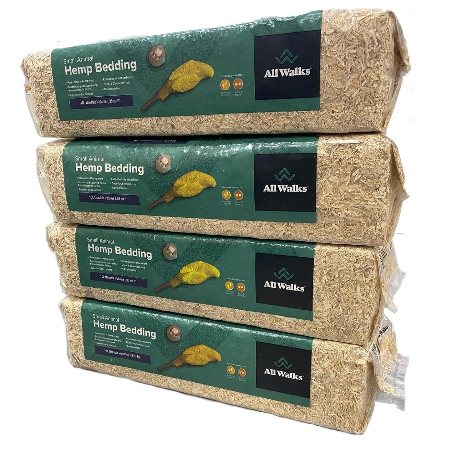 All Walks 18.5 Liter Premium Natural Hemp Bedding, Odor Control, Low Dust, Highly Absorbent, for Rabbits, Hamsters, & Small Animals, Biodegradable, Made in USA
