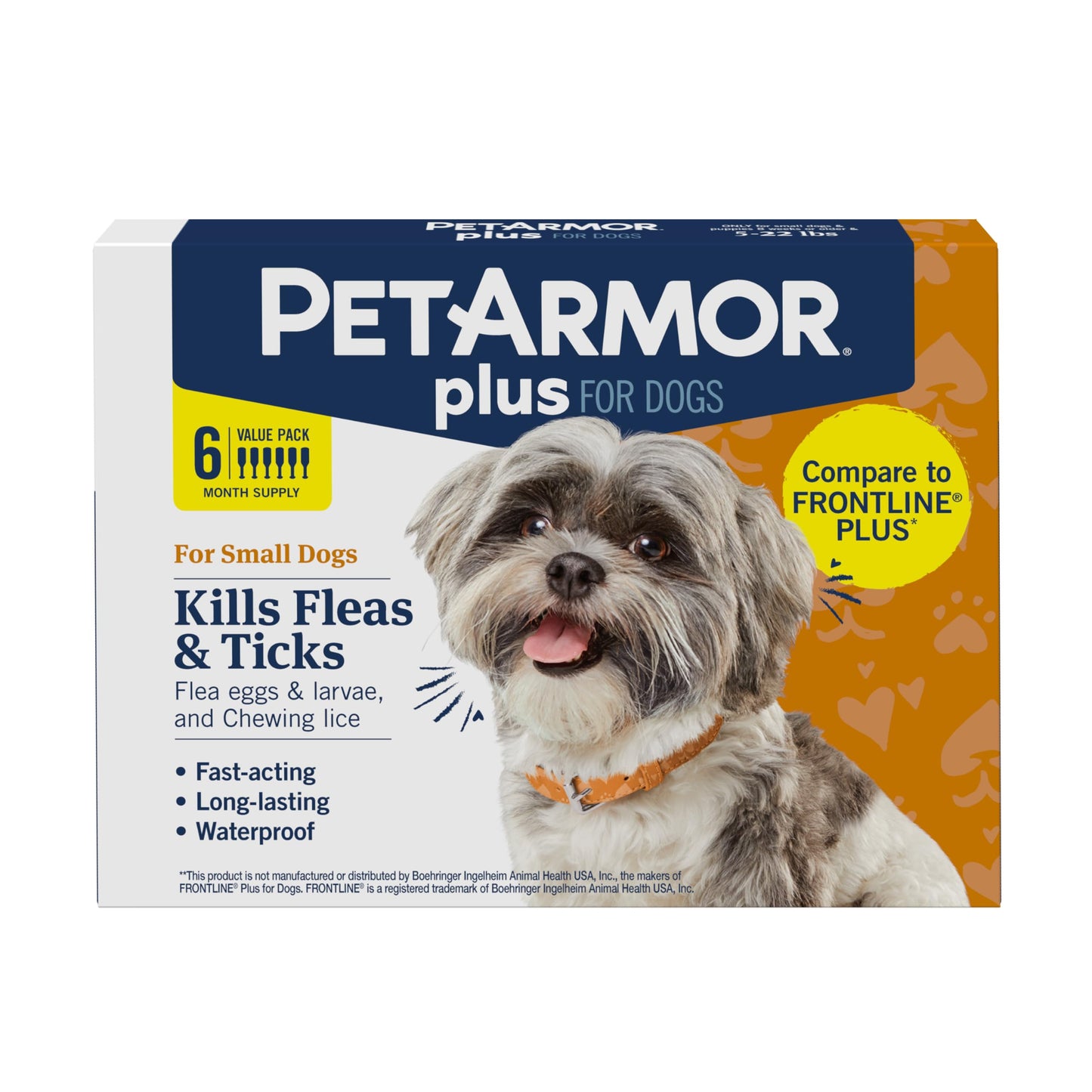 PetArmor Plus Flea and Tick Prevention for Dogs, Large Dog Flea and Tick Treatment, 6 Doses, Waterproof Topical, Fast Acting (45-88 lbs)