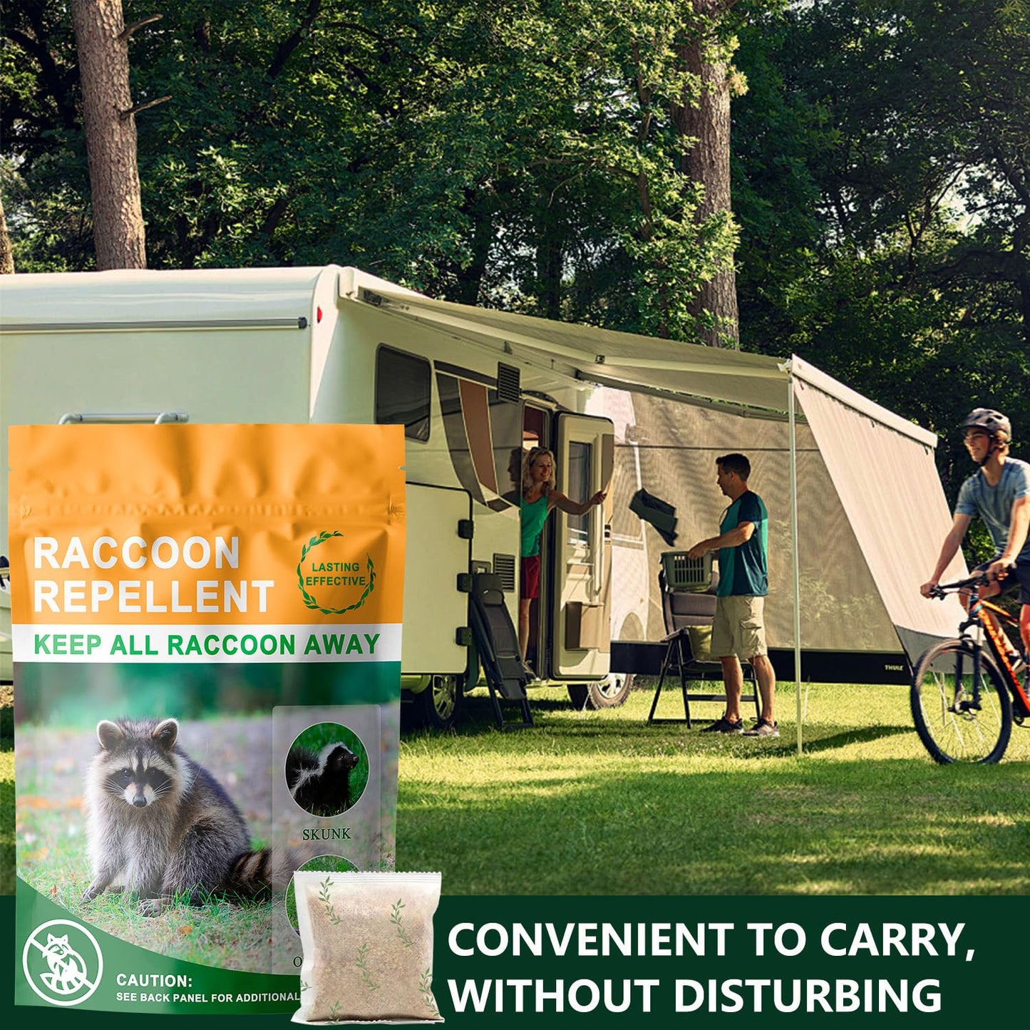 Natural Raccoon Repellent Granules – 8-Pack (25g per Bag) | Eco-Friendly, Non-Toxic & Long-Lasting Protection with Garlic, Peppermint & Wintergreen Oils | Safe for Pets and Children
