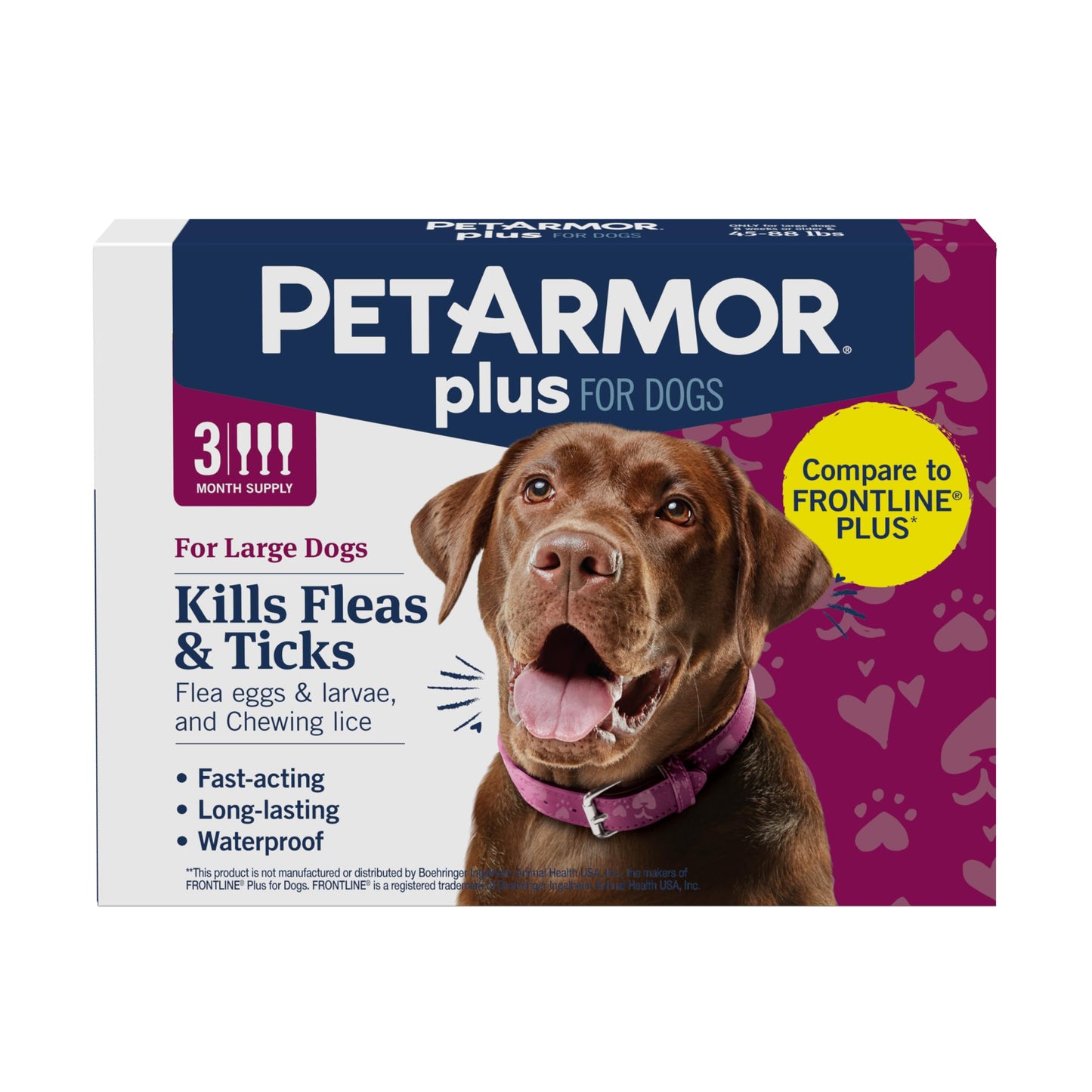 PetArmor Plus Flea and Tick Prevention for Dogs, Large Dog Flea and Tick Treatment, 6 Doses, Waterproof Topical, Fast Acting (45-88 lbs)
