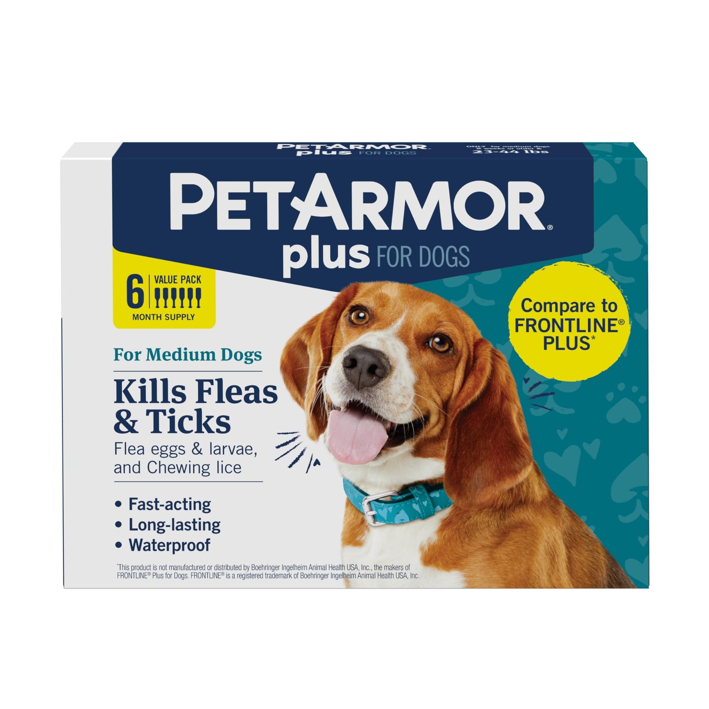 PetArmor Plus Flea and Tick Prevention for Dogs, Large Dog Flea and Tick Treatment, 6 Doses, Waterproof Topical, Fast Acting (45-88 lbs)