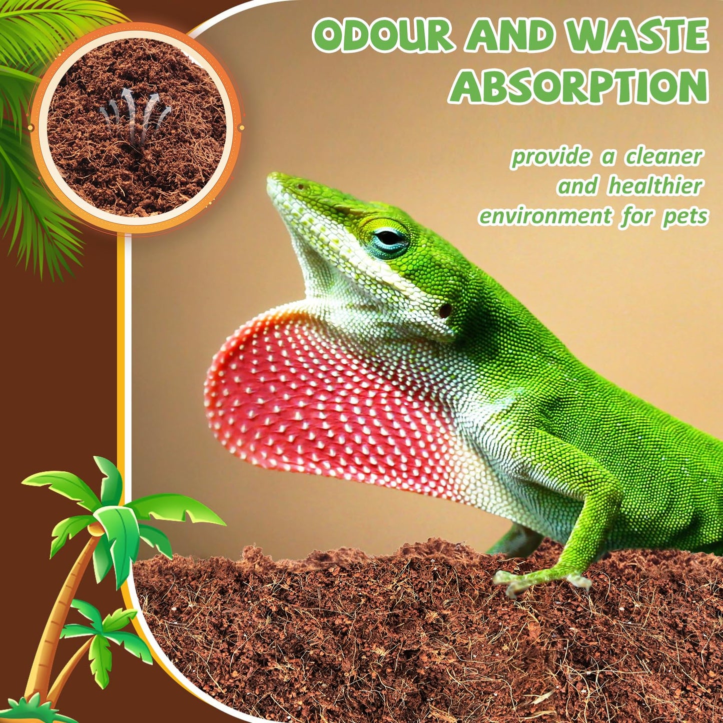 Riare 2 Pack Natural Coconut Fiber Substrate for Reptile- Premium Compressed Coconut Husk Terrarium Bedding for Reptile, Tortoise, Frogs, Snakes Hermit Crabs, Burrowing Animals