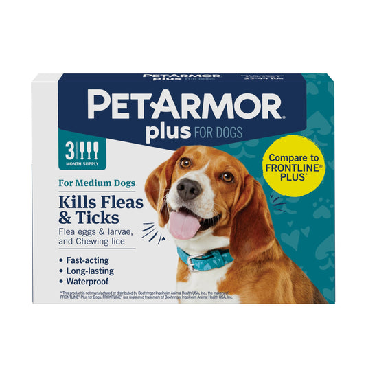 PetArmor Plus Flea and Tick Prevention for Dogs, Large Dog Flea and Tick Treatment, 6 Doses, Waterproof Topical, Fast Acting (45-88 lbs)