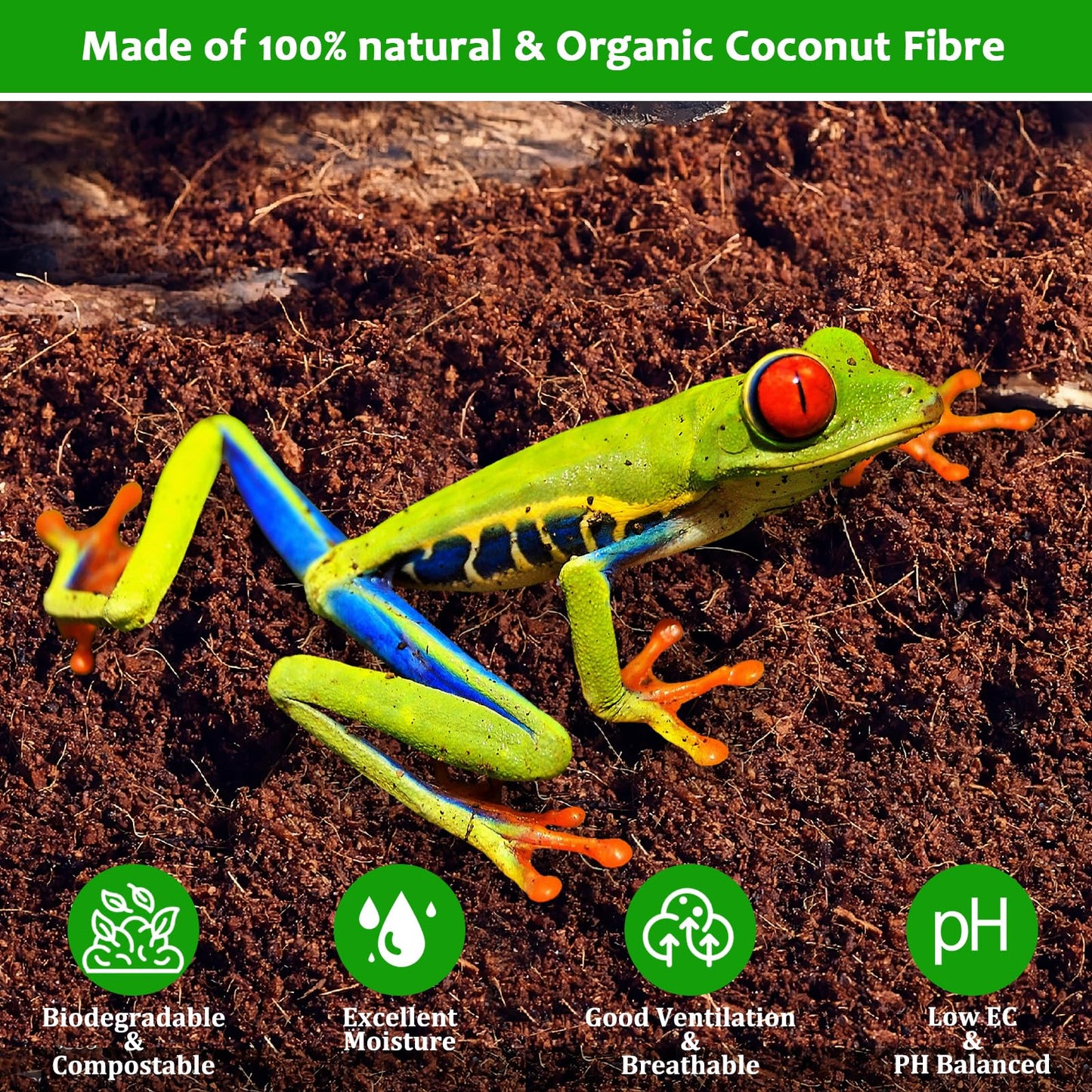 Riare 2 Pack Natural Coconut Fiber Substrate for Reptile- Premium Compressed Coconut Husk Terrarium Bedding for Reptile, Tortoise, Frogs, Snakes Hermit Crabs, Burrowing Animals