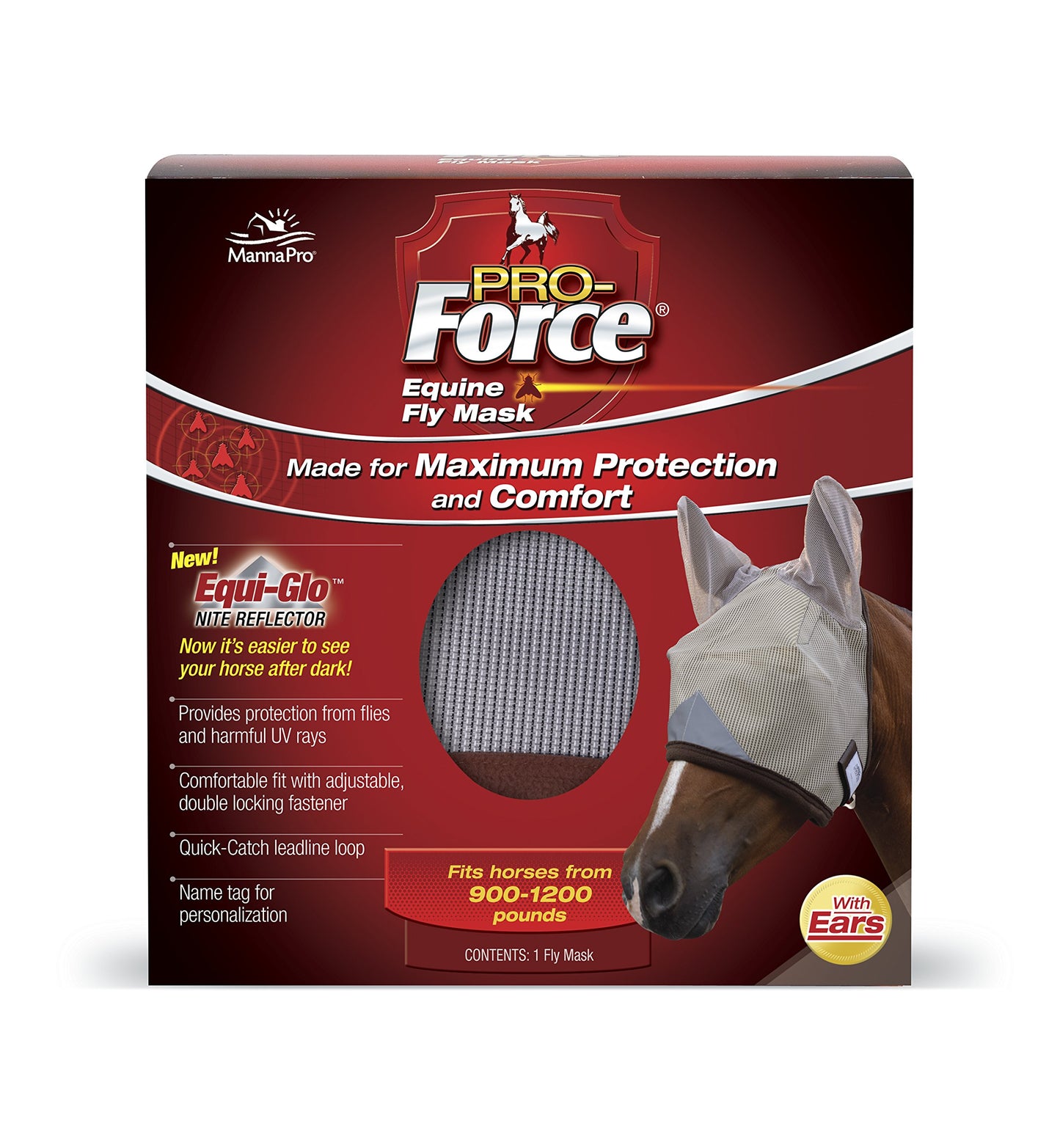 Pro-Force Equine Fly Mask - Horse Fly Mask with UV Protection - Adjustable Fit for Comfort - Without Ears