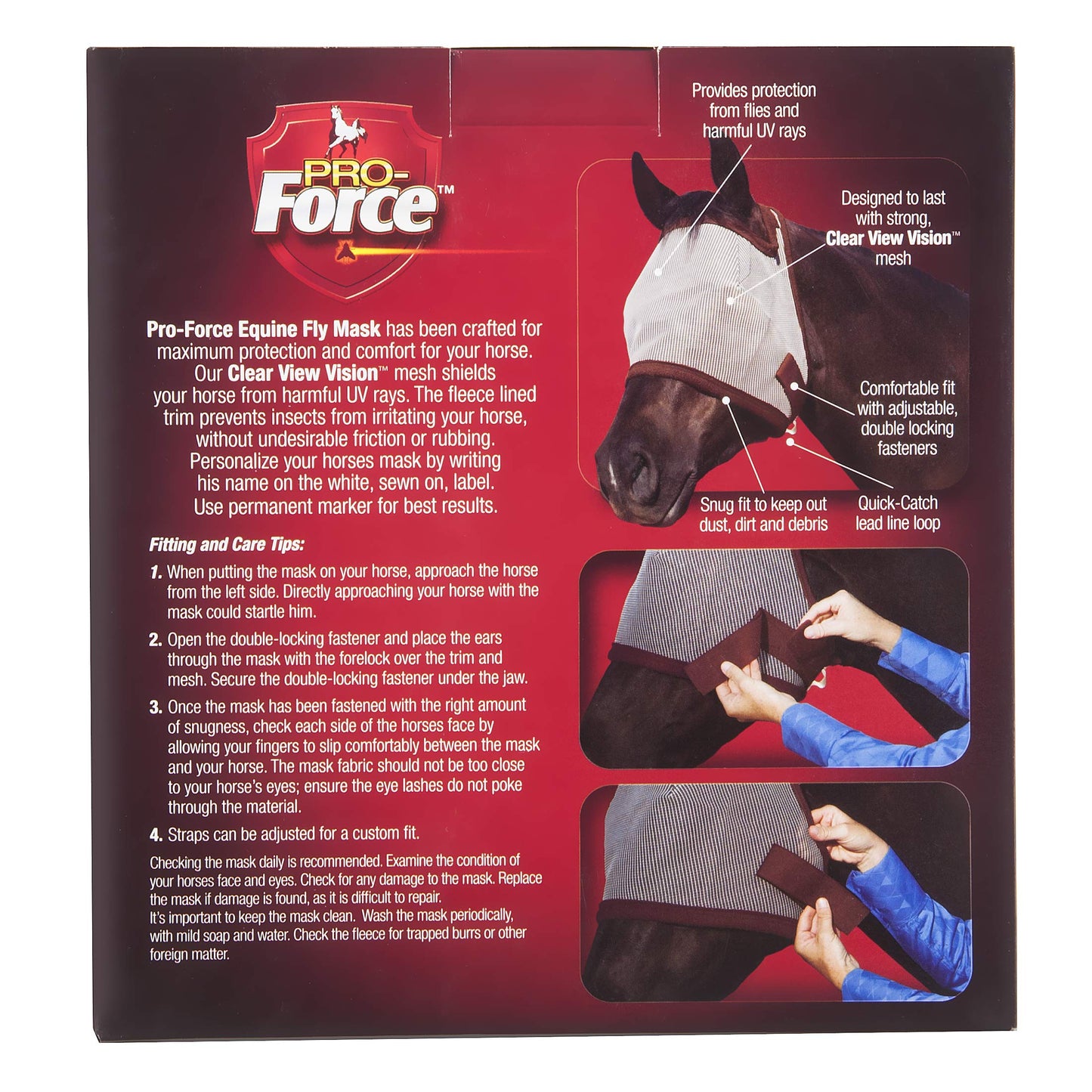 Pro-Force Equine Fly Mask - Horse Fly Mask with UV Protection - Adjustable Fit for Comfort - Without Ears