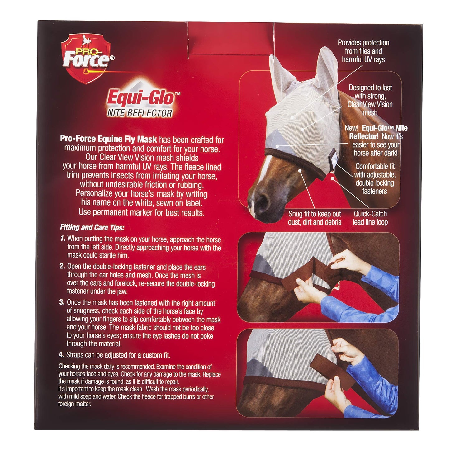 Pro-Force Equine Fly Mask - Horse Fly Mask with UV Protection - Adjustable Fit for Comfort - Without Ears