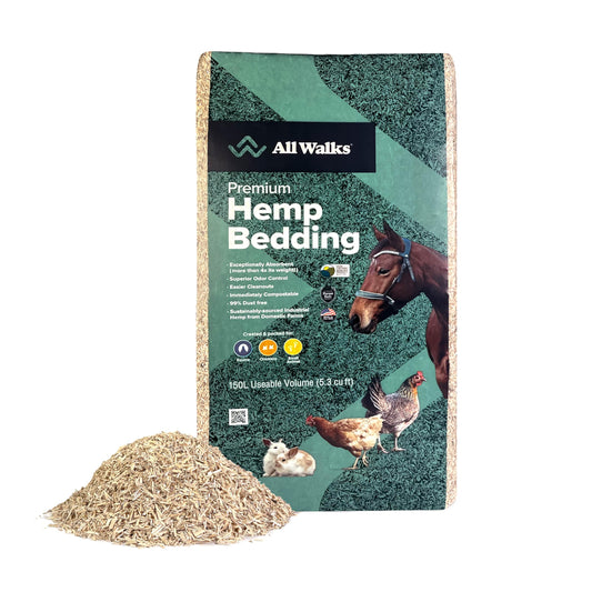 All Walks 18.5 Liter Premium Natural Hemp Bedding, Odor Control, Low Dust, Highly Absorbent, for Rabbits, Hamsters, & Small Animals, Biodegradable, Made in USA
