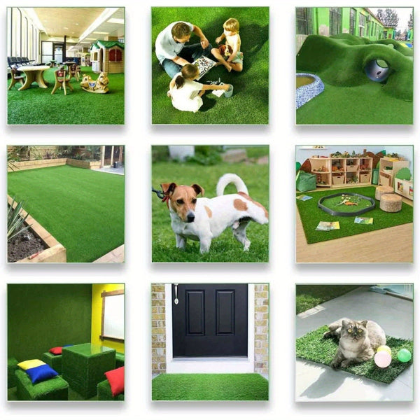 3ft x 16ft Artificial Grass Turf Mat with Drainage Holes & Rubber Backing for Lawn, Patio & Pets