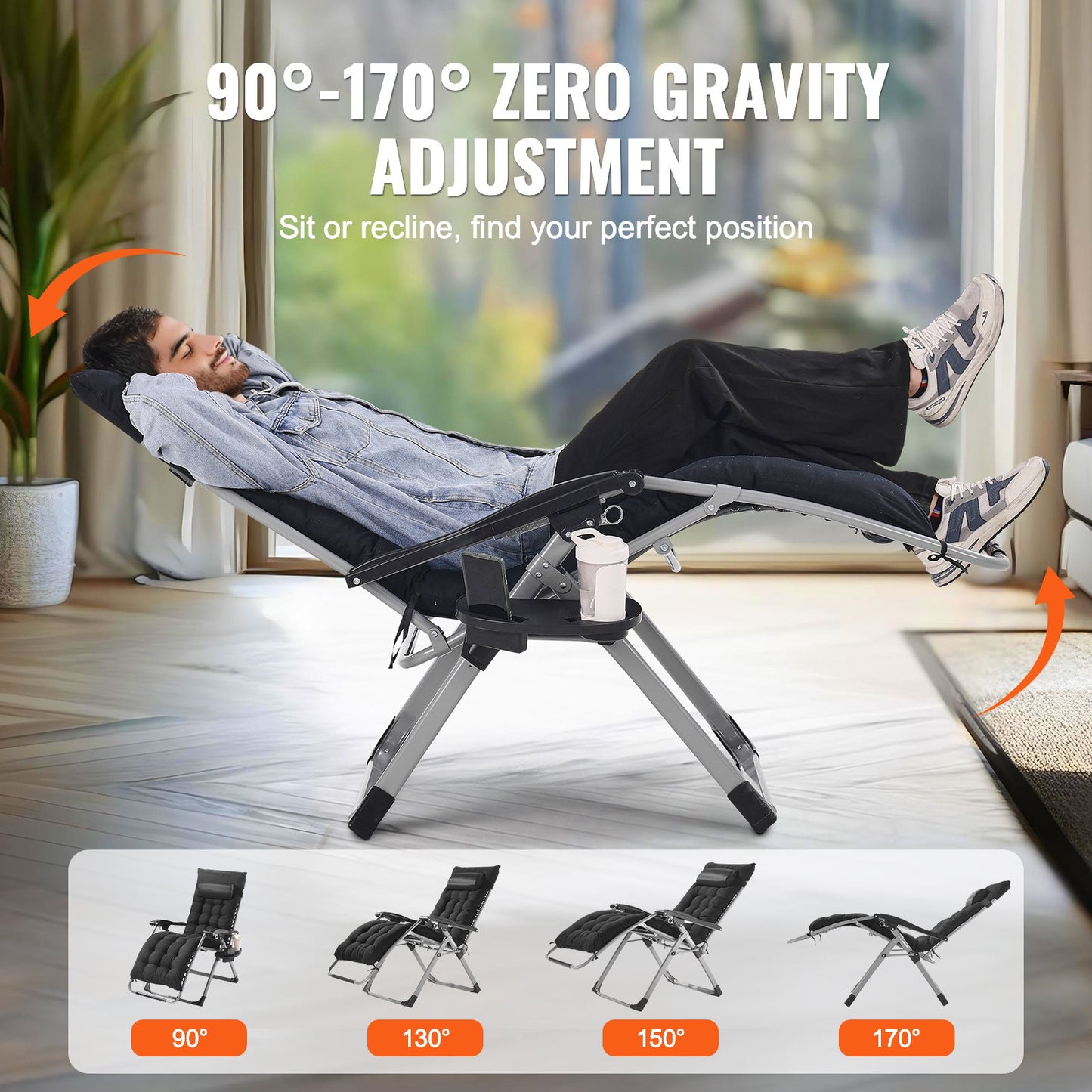 Zero Gravity Chair 26" Zero Gravity Recliner Lounge Chair Indoor & Outdoor