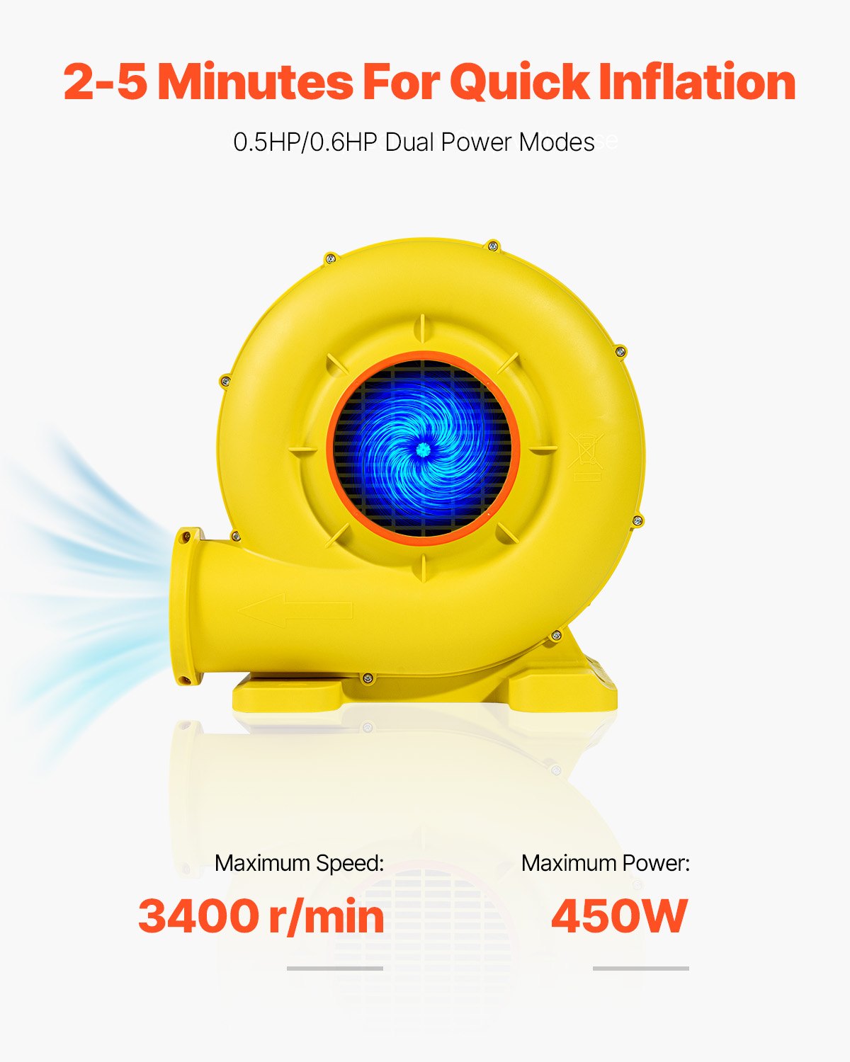 Inflatable Bounce House Blower 0.5&0.6HP 450W For Commercial Bounce House
