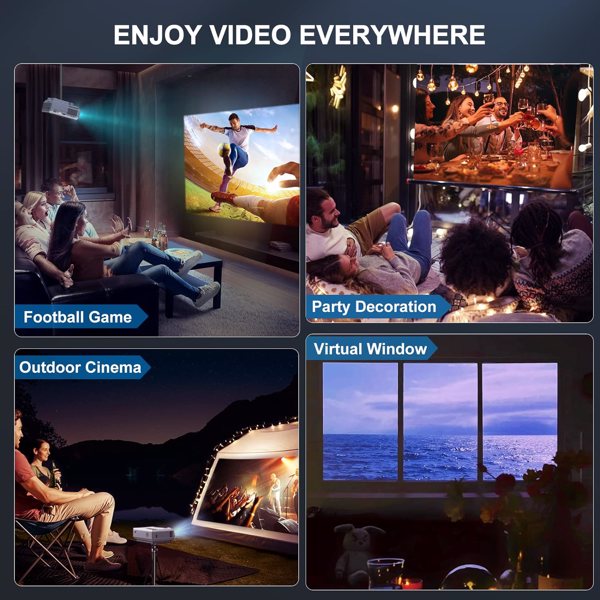 Native 1080P Full HD Projector with 5G WiFi & Bluetooth 5.3, 33-300" Screen, Dual Stereo Speakers