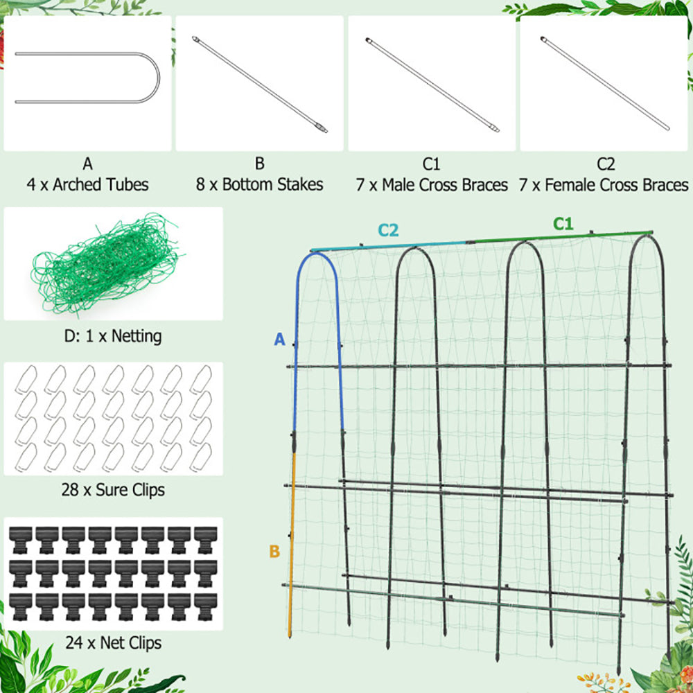 71 X 71 Inch U-Shaped Tall Garden Arched Trellis For Climbing Plants