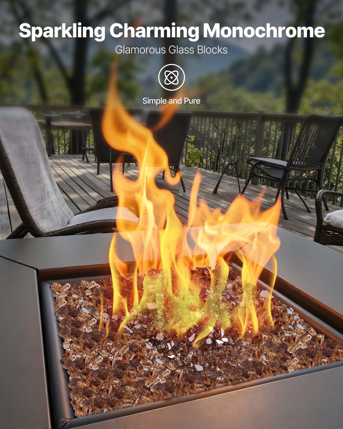 10 LBS Fire Glass 1/4-Inch Fireplace Glass Rocks For Fire Pit Table Copper