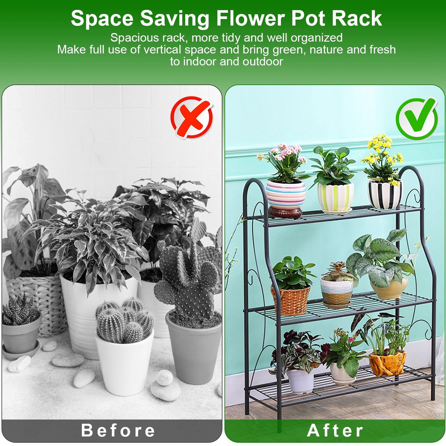 1Pc 3 Tier Plant Stand Shelf Flower Pot Holder Display Rack 88LBS Utility Storage Organizer