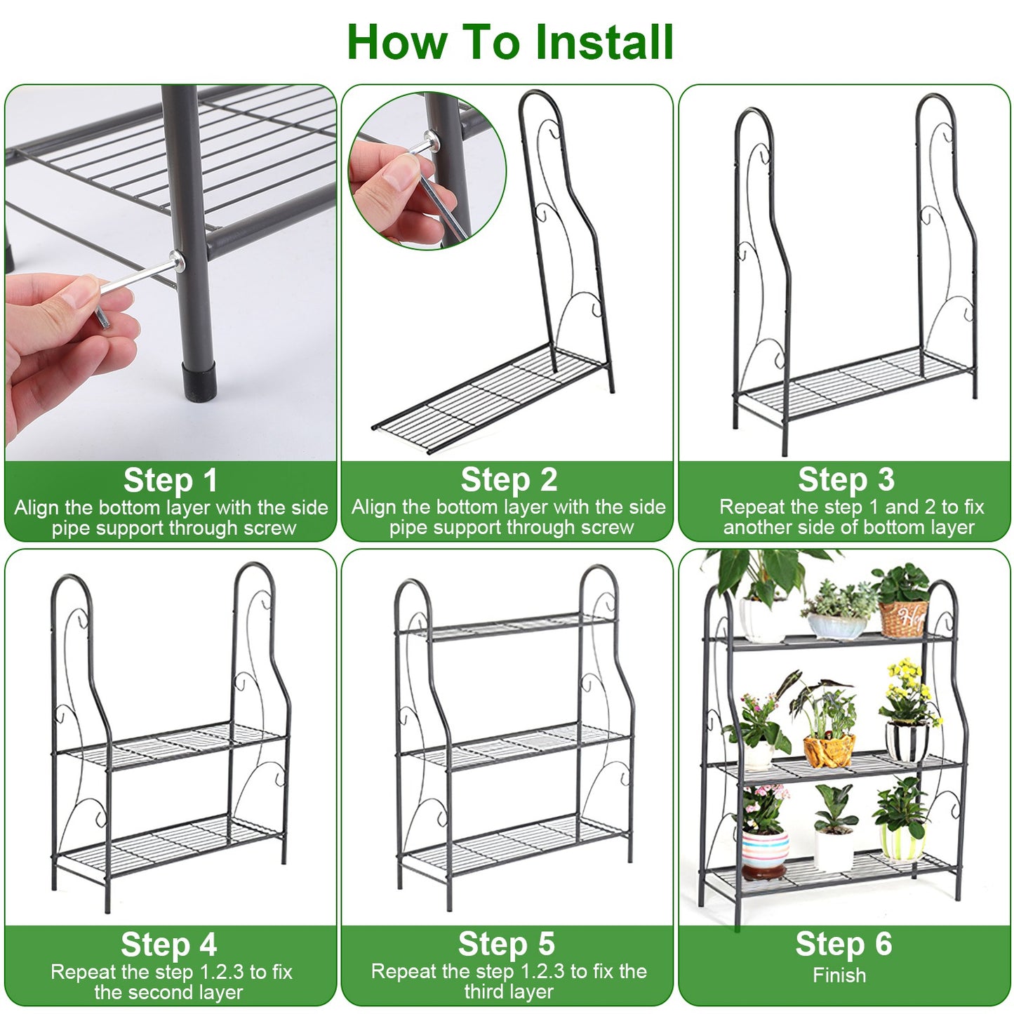 1Pc 3 Tier Plant Stand Shelf Flower Pot Holder Display Rack 88LBS Utility Storage Organizer