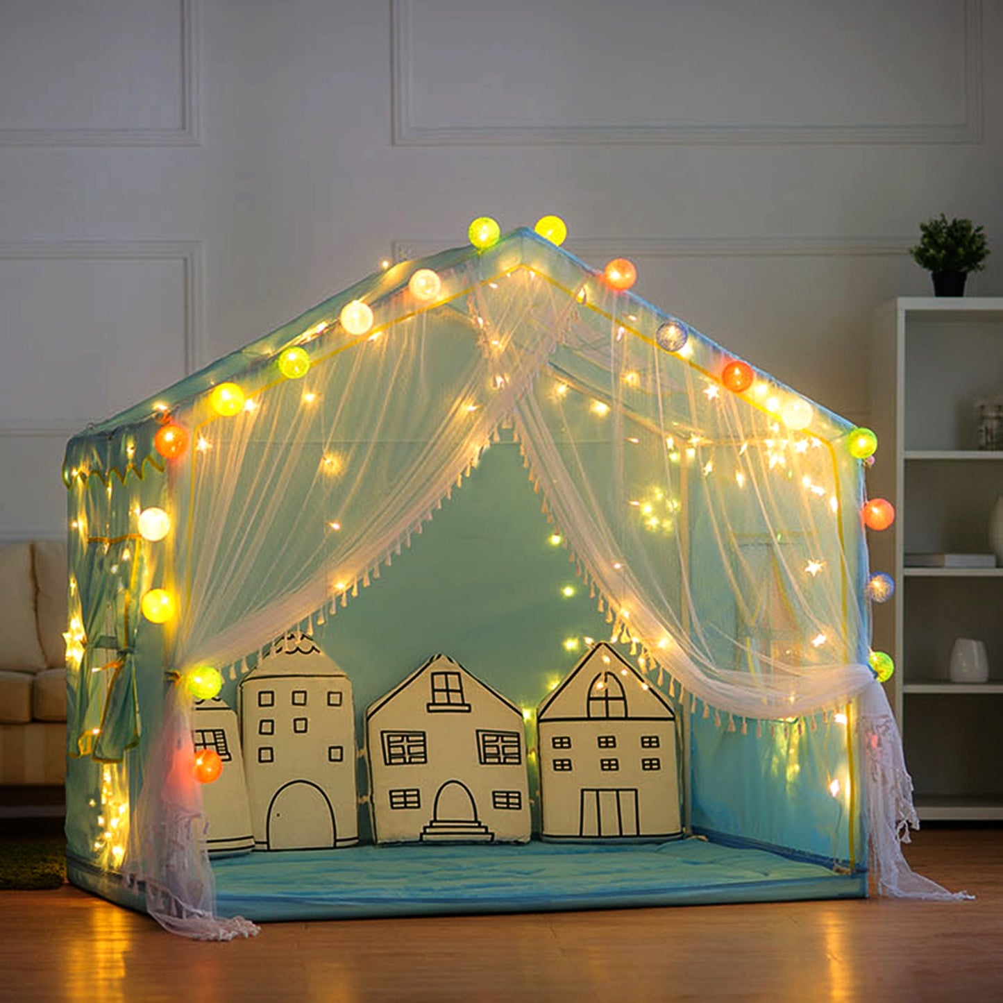 1Pc 3Meter 300 LEDs String Curtain Light With Remote 8 Light Modes IP44 Waterproof For Christmas Halloween New Year Yard Garden Party
