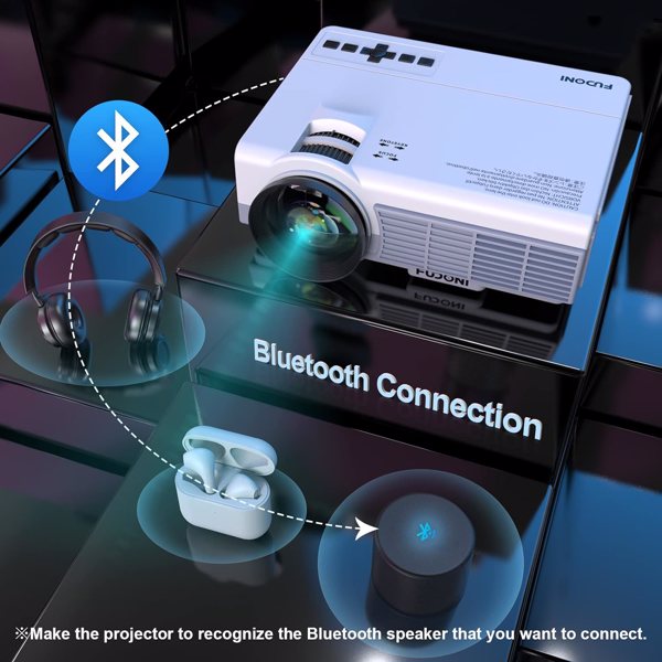 Native 1080P Full HD Projector with 5G WiFi & Bluetooth 5.3, 33-300" Screen, Dual Stereo Speakers