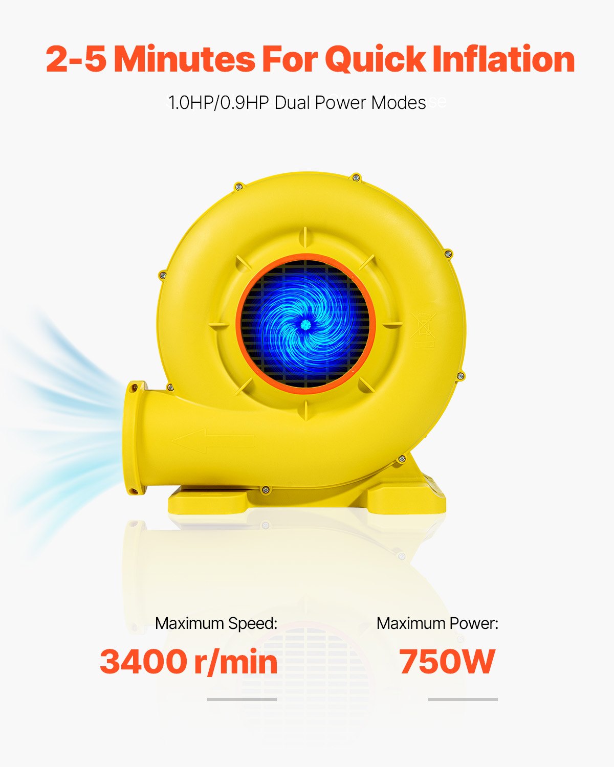 Inflatable Bounce House Blower 0.9&1HP 750W For Commercial Bounce House