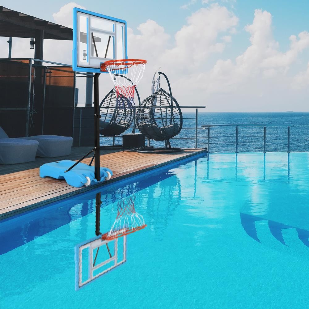 Pool Side Basketball Hoop Adjustable Height Net Backboard Swimming Pool Game