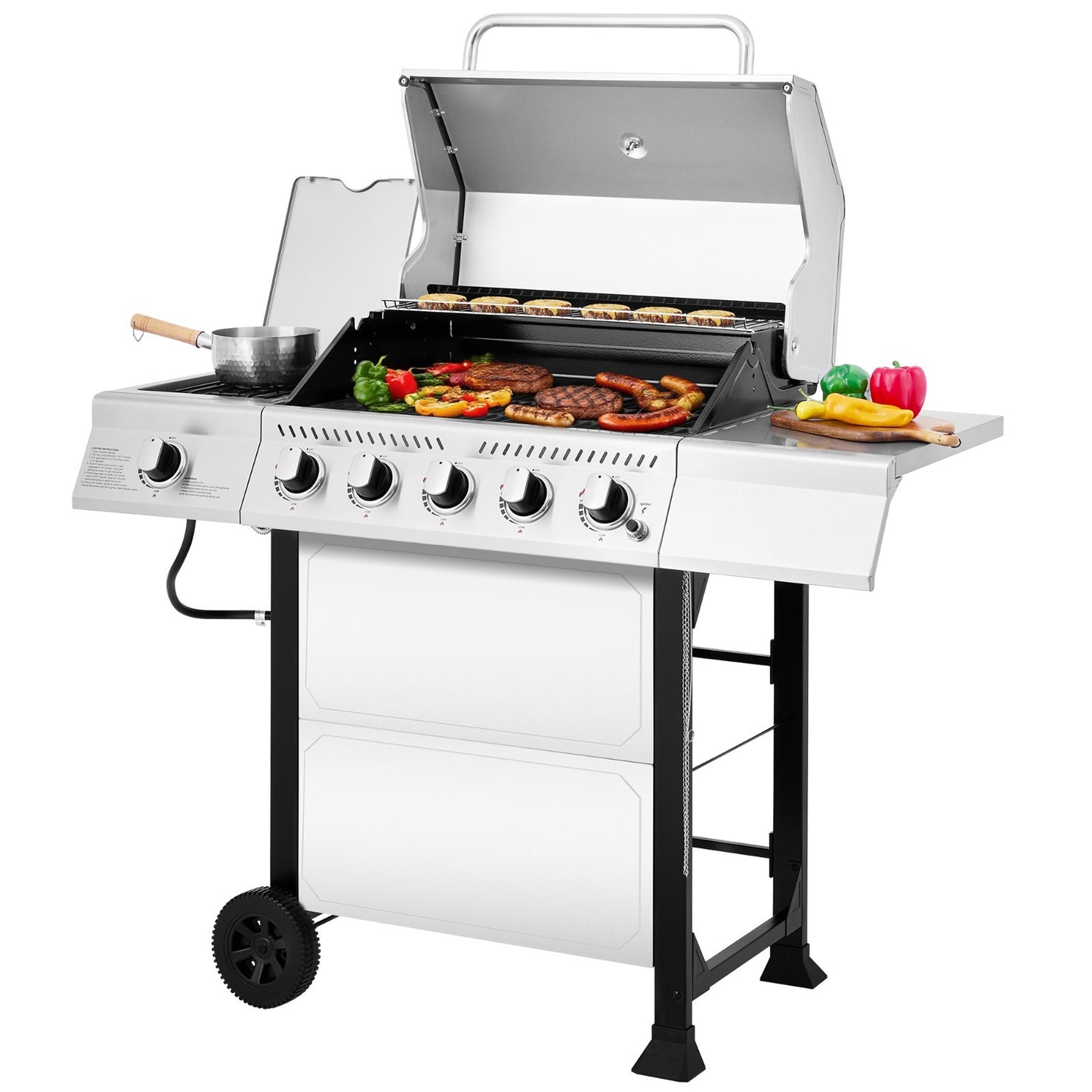 Royal Gourmet 5-Burner Propane Gas Grill with Sear Burner and Side Burner Silver