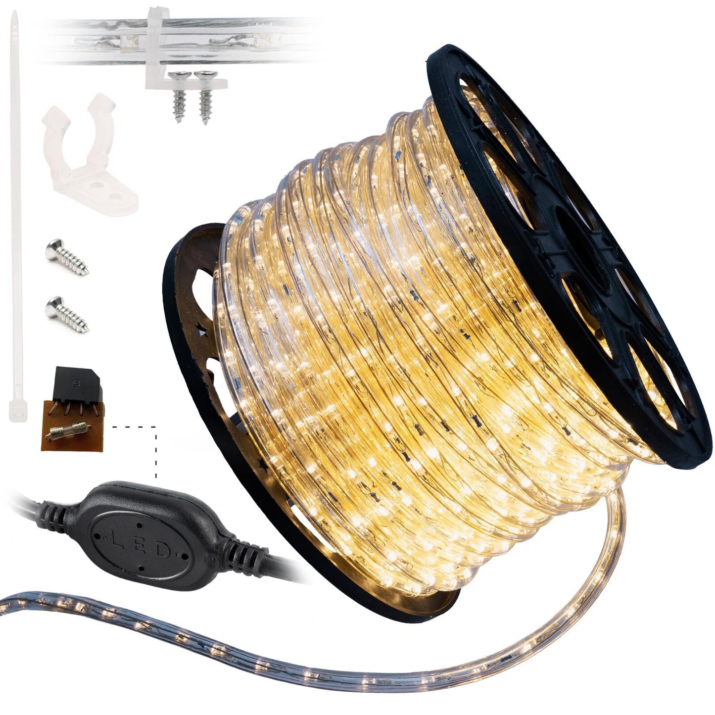 10' 20' 25' 50' 100' 150ft Outdoor LED Rope Light Water-Resistant Extend to 300'