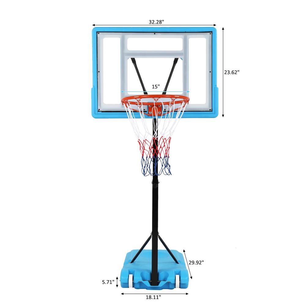 Pool Side Basketball Hoop Adjustable Height Net Backboard Swimming Pool Game