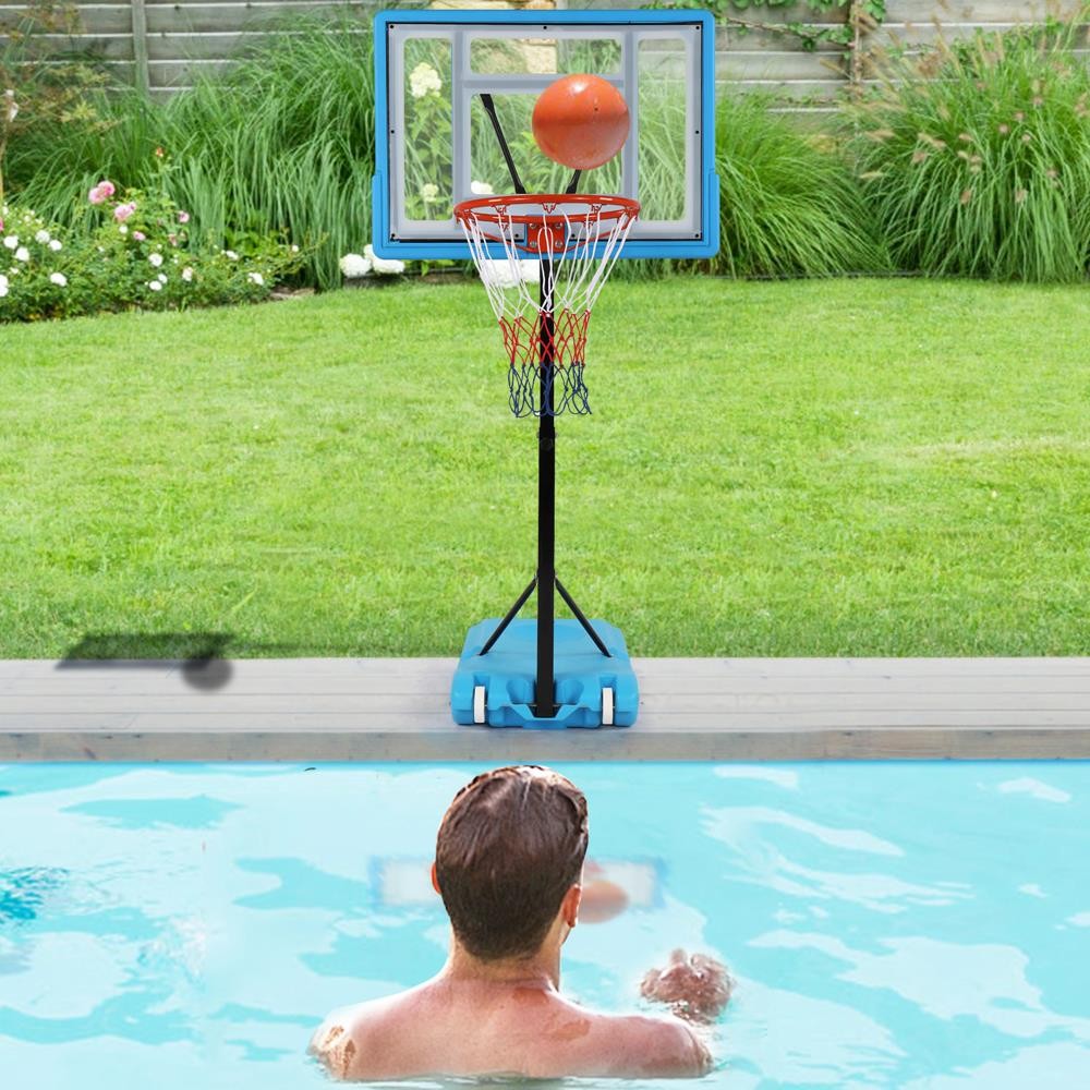 Pool Side Basketball Hoop Adjustable Height Net Backboard Swimming Pool Game